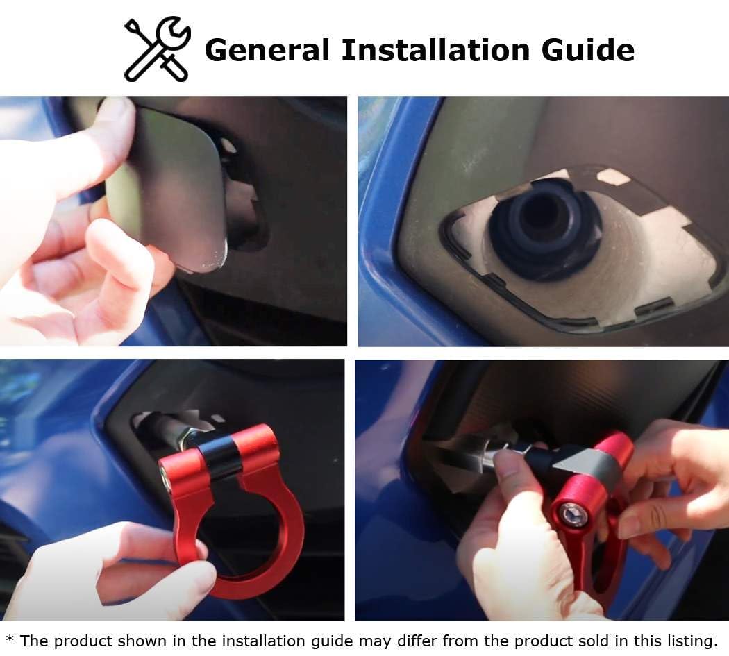 iJDMTOY Red Track Racing Style Tow Hook Ring Compatible with BMW 1 3 5 Series X5 X6 (E36 E39 E46 E90 E92, etc), Compatible with Mini Cooper (R52 R56 R57 R58 R59, etc)