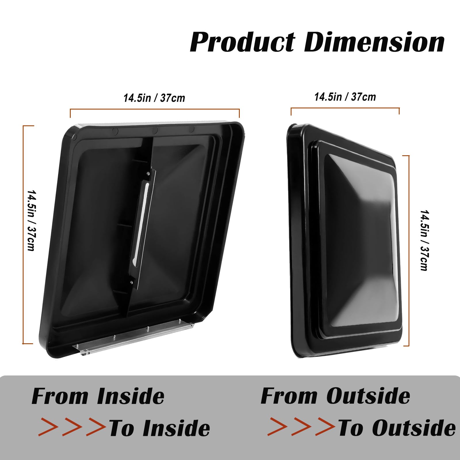 caqeg 2 Pack 14 '' Universal Roof Vent Cover Vent Lid Replacement for RV, Trailer, Camper, Motorhome Roof Vent Cover Black