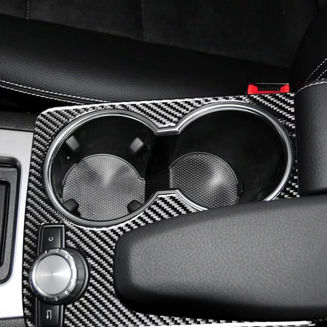 Carbon Fiber Central Console Armrest Water Cup Holder Frame Cover Trim for Mercedes-Benz C-Class W204 C180 C200 C250 Coupe Sport