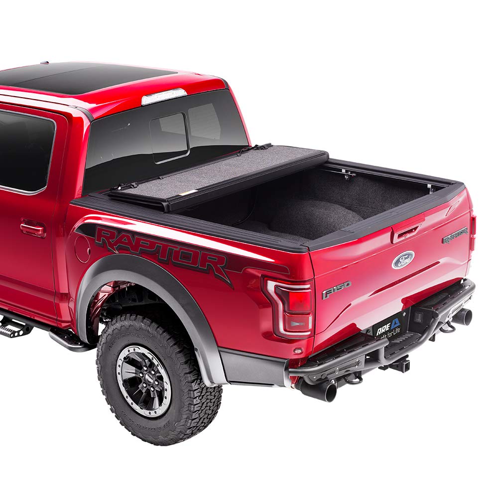A.R.E. Fusion Painted Hard Fold Truck Bed Tonneau Cover | Ar22019L-G1 | Fits 2015 - 2020 Ford F-150 5' 6' Bed (67.1'), Paint Code: G1 Shadow Black