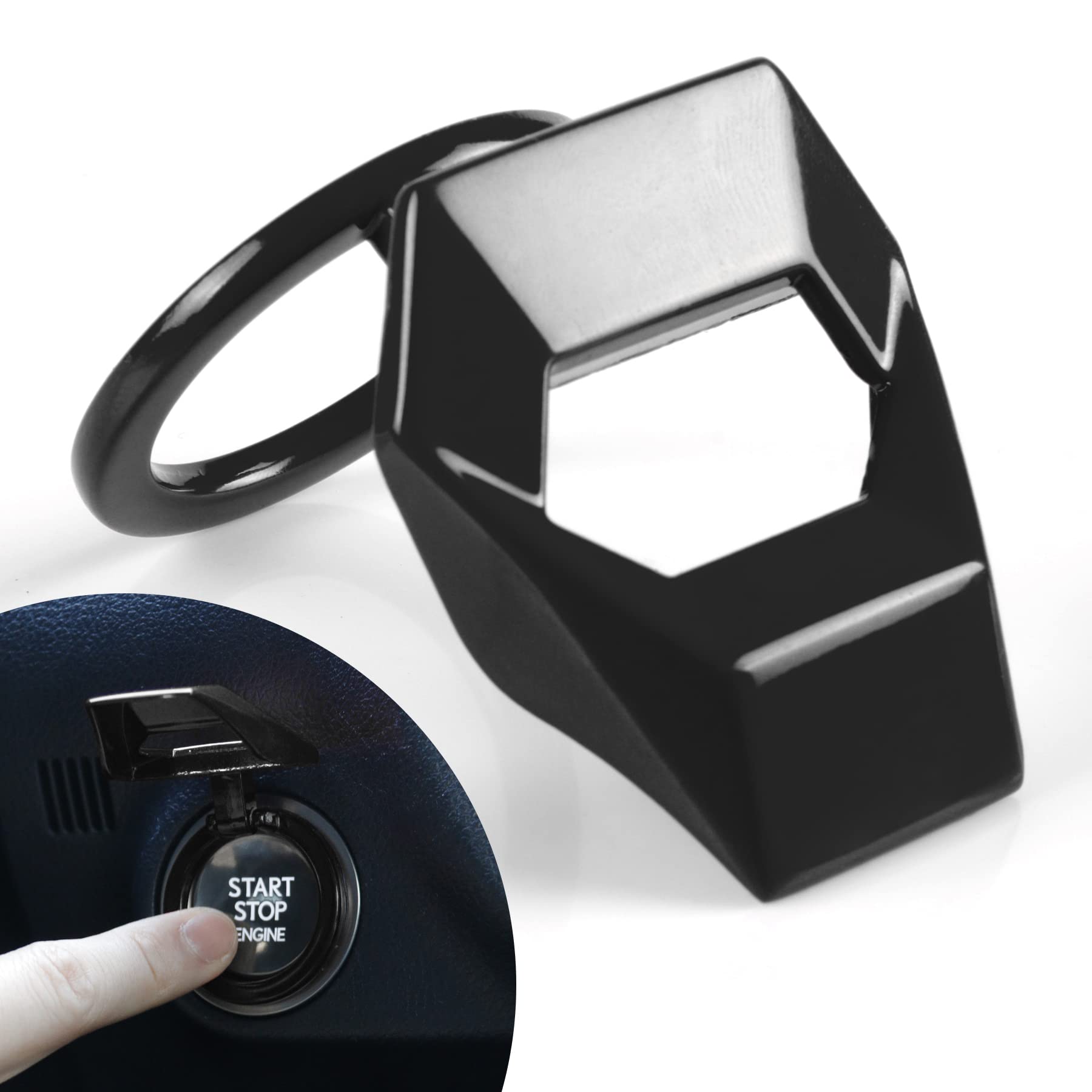 Singaro Universal Engine Start Stop Button Cover, Car Power Control Zinc Alloy Trim, One Button Start Button Cover Interior Accessories(Black)