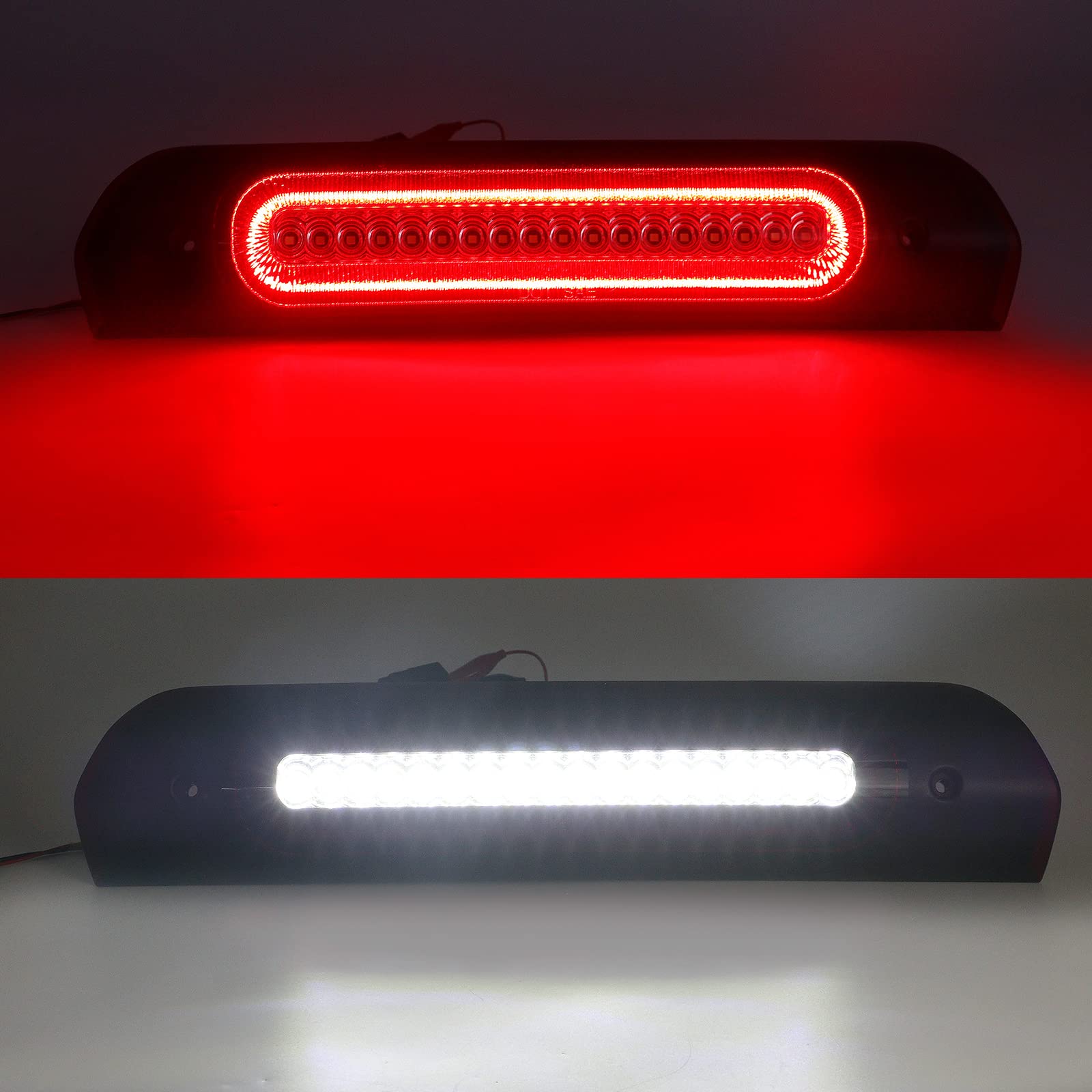 R&F Auto Led Strobe High Mount Brake Light Replacement For Ram 1500 2500 3500 (2002-2008), For Ram 2500 3500 (2009) Third Brake Lamp With Seal Foam Gaskets F1 Style Red Flash Red White Lens