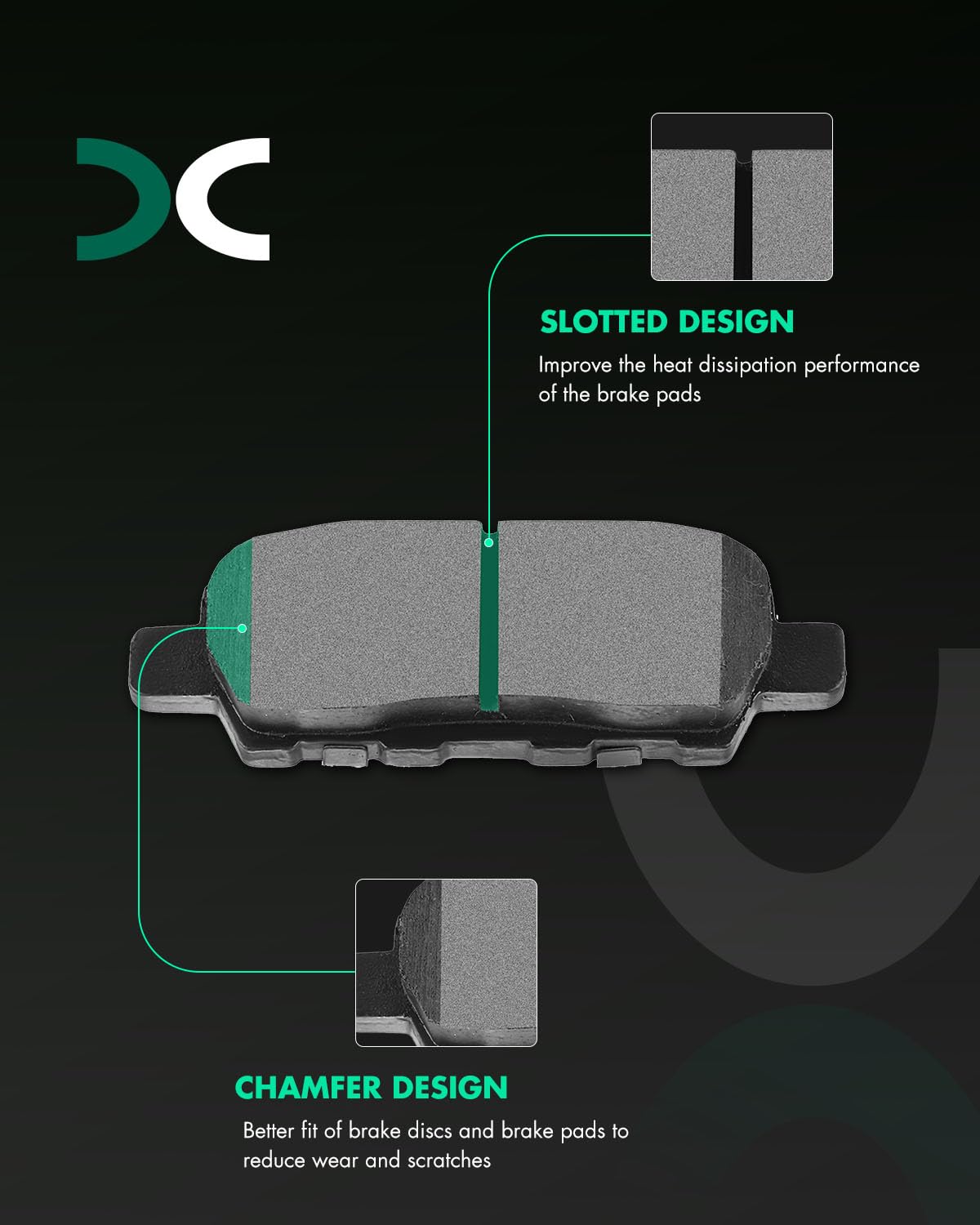 Scitoo D1393 Rear Ceramic Brake Pads Sets Fit For Infiniti Jx35 / Qx60,For Murano 2010-2021,For Pathfinder 2013-2020,For Quest 2