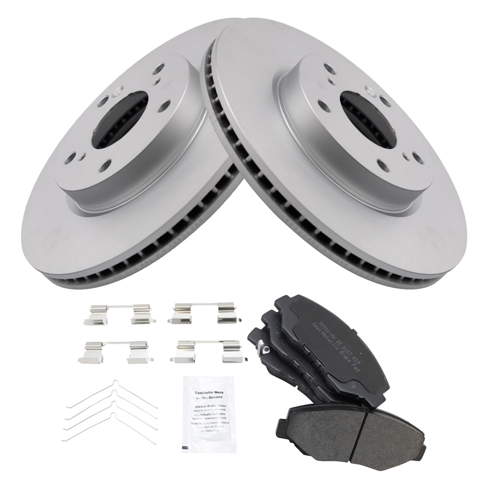 Trq Front Brake Pad & Rotor Kit Brake Pads Brake Rotor Semi-Metallic Premium G-Coated Compatible With 2016-2018 Honda Civic