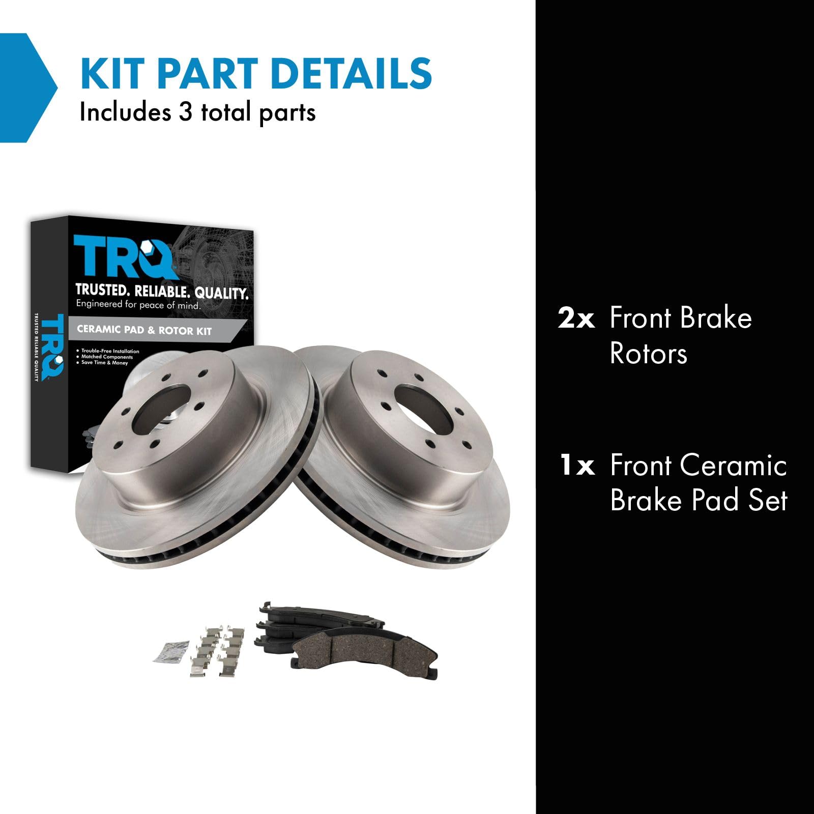 Trq Front Brake Pad & Rotor Kit Brake Pads Brake Rotor Ceramic Vented Compatible With 2016-2019 Nissan Titan Xd
