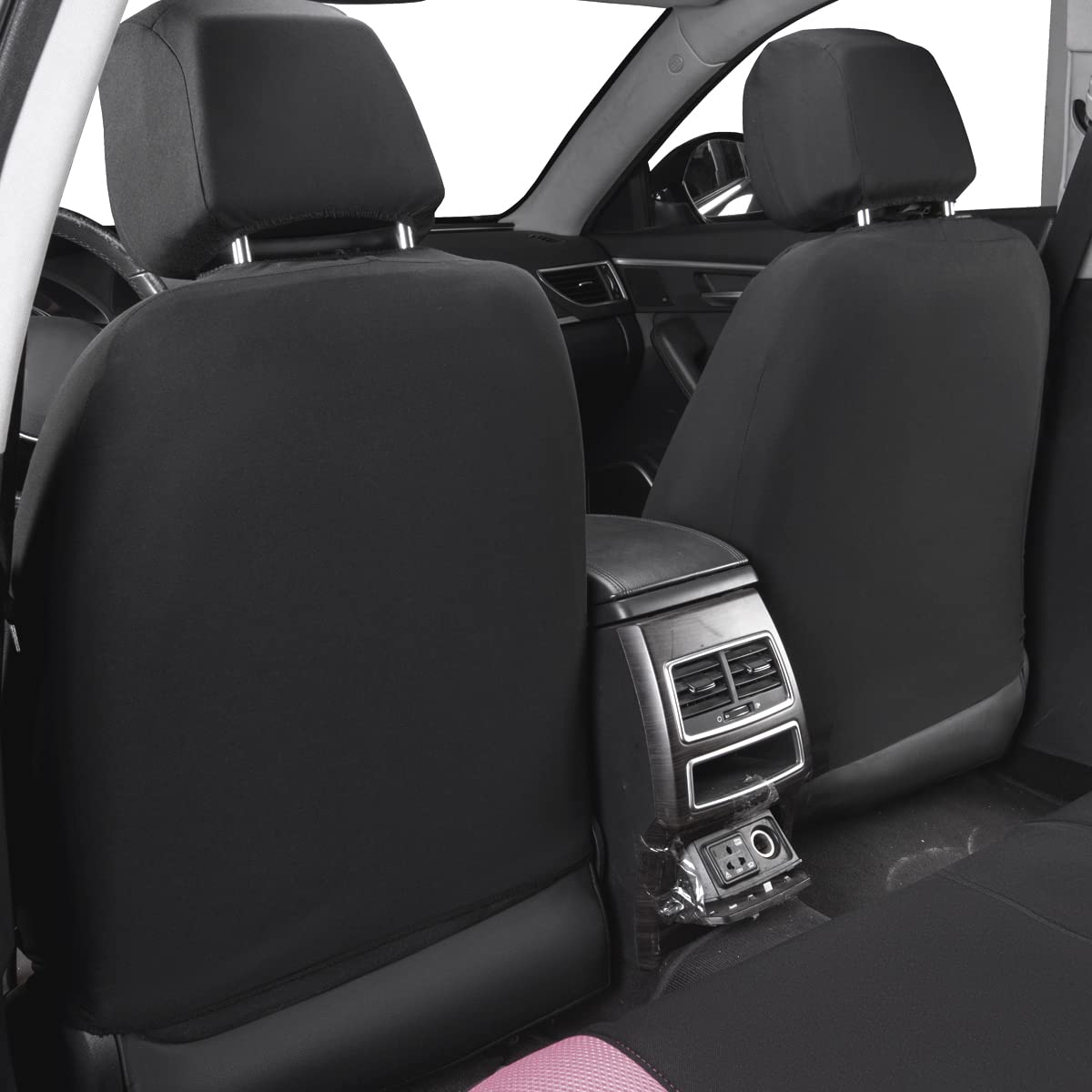 Flying Banner Butterfly Car Seat Covers Ful Set Fashion Universal Lady Woman Female Rear Bench Split Colorized (Pink Black, Full