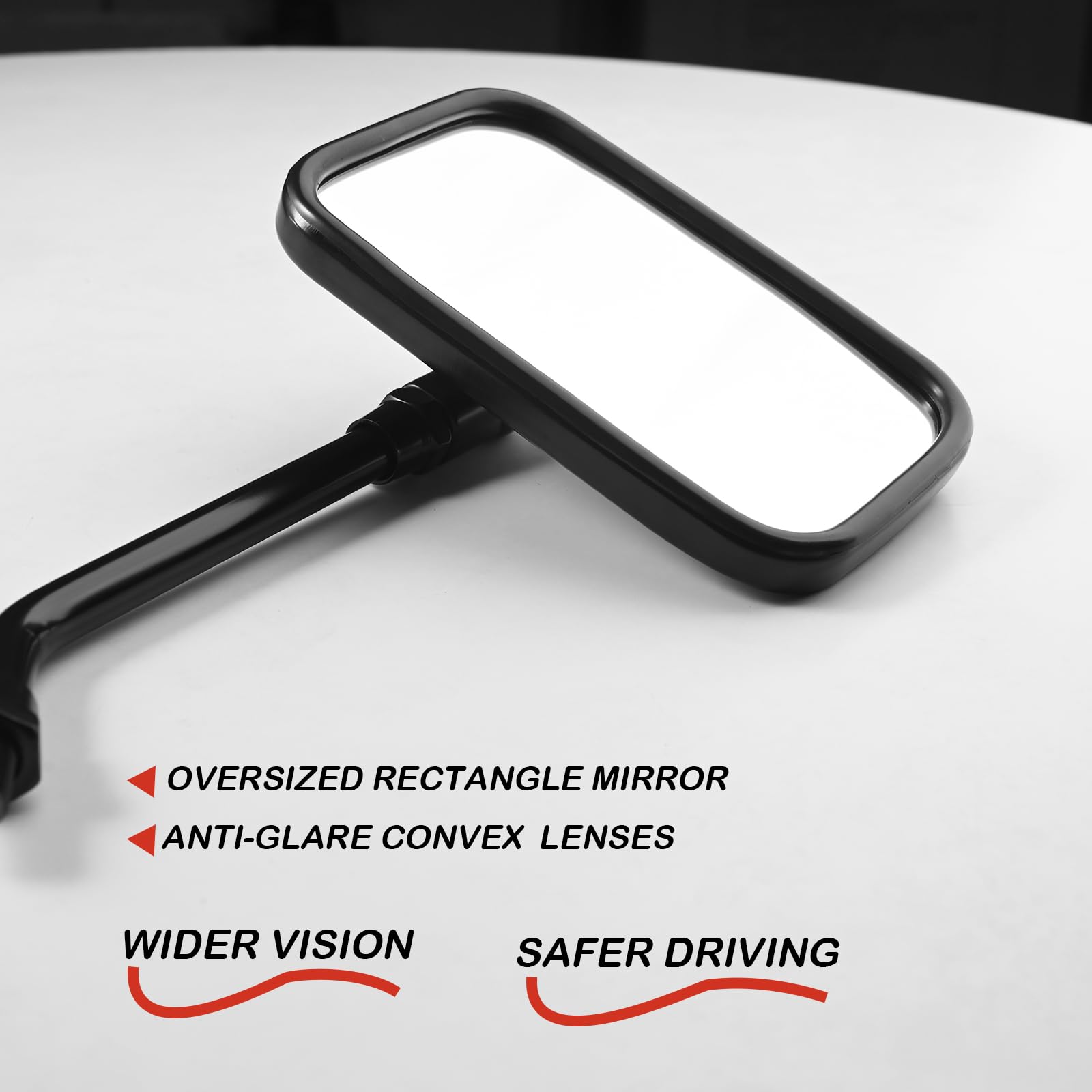 Motorcycle Mirrors, 10mm Bolt Motorcycle Handlebar Rectangle Rear view Side Mirrors, Compatible with Kawasaki Honda Suzuki Cruis