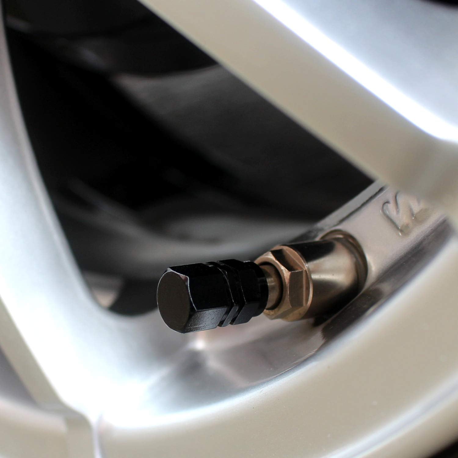 SAMIKIVA Heavy-Duty Tire Valve Caps (12 Pack) - Black Aluminum Alloy, Dust Proof, Leak-Proof, All-Weather Protection, Hexagon Design