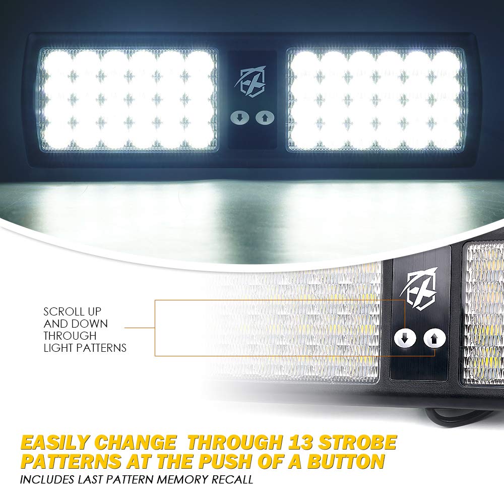 Xprite White 48Led Visor Strobe Flashing Lights Sunshield Hazard Warning Light For Law Enforcement Emergency Vehicles Trucks
