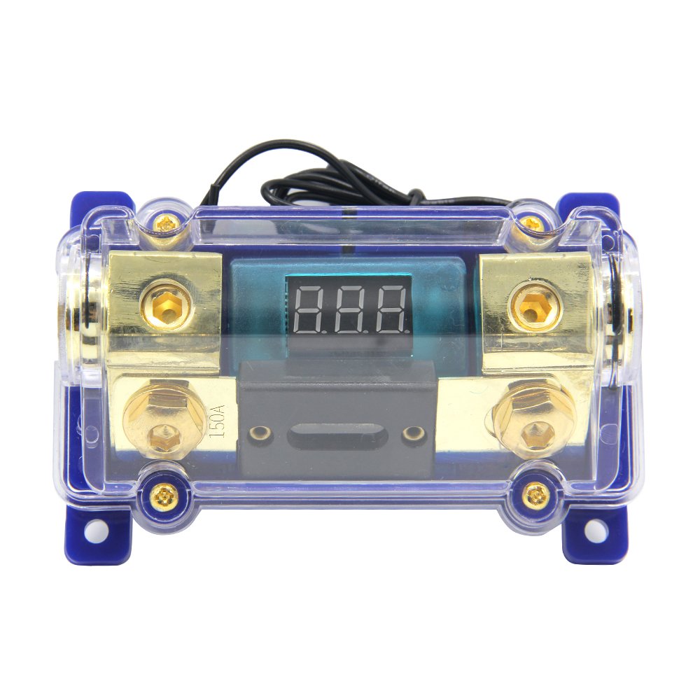ZOOKOTO 150A Digital Circuit Breaker,Car Stereo Audio Led Display Digital Voltage Inline ANL Fuse Holder 0 2 4 Gauge in Out with