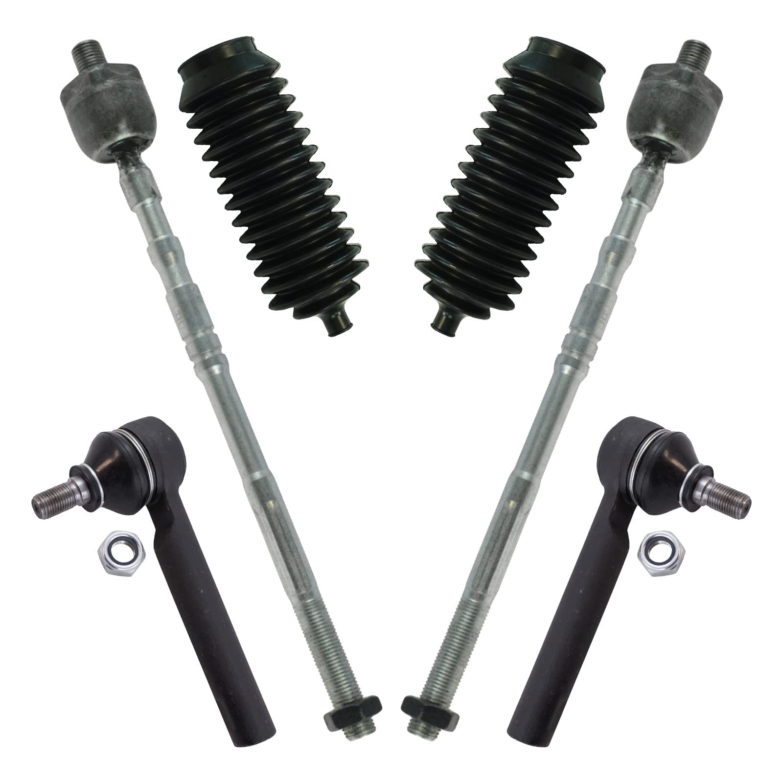 Trq Front Steering Kit Steering Rack & Pinion Bellow Tie Rod Compatible With 2002-2003 Subaru Impreza