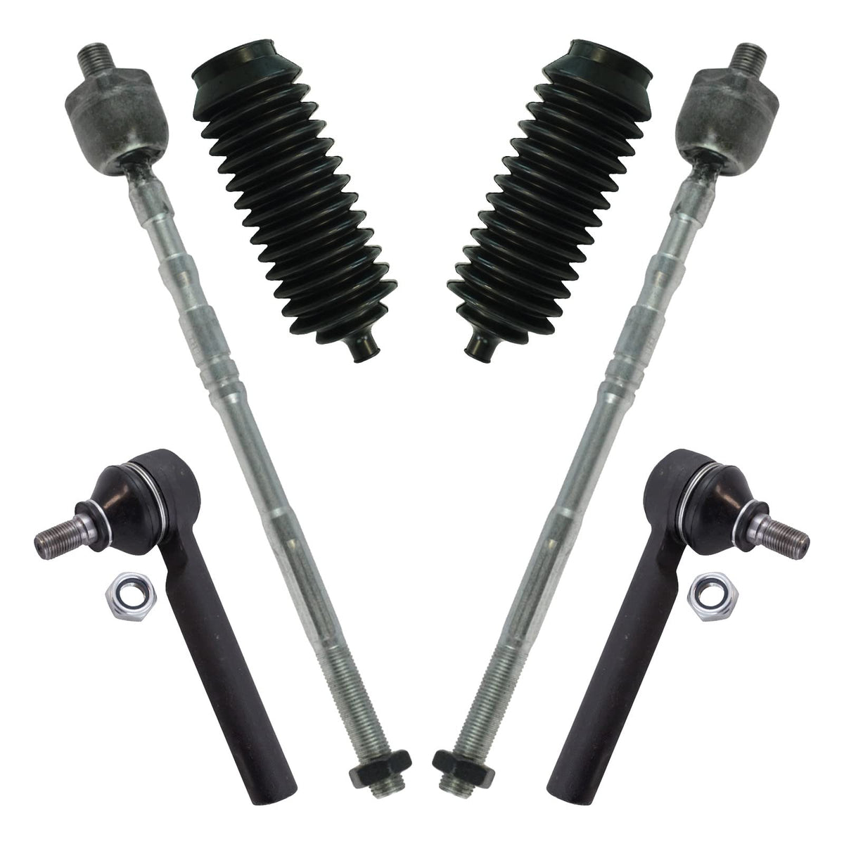 Trq Front Steering Kit Steering Rack & Pinion Bellow Tie Rod Compatible With 2002-2003 Subaru Impreza