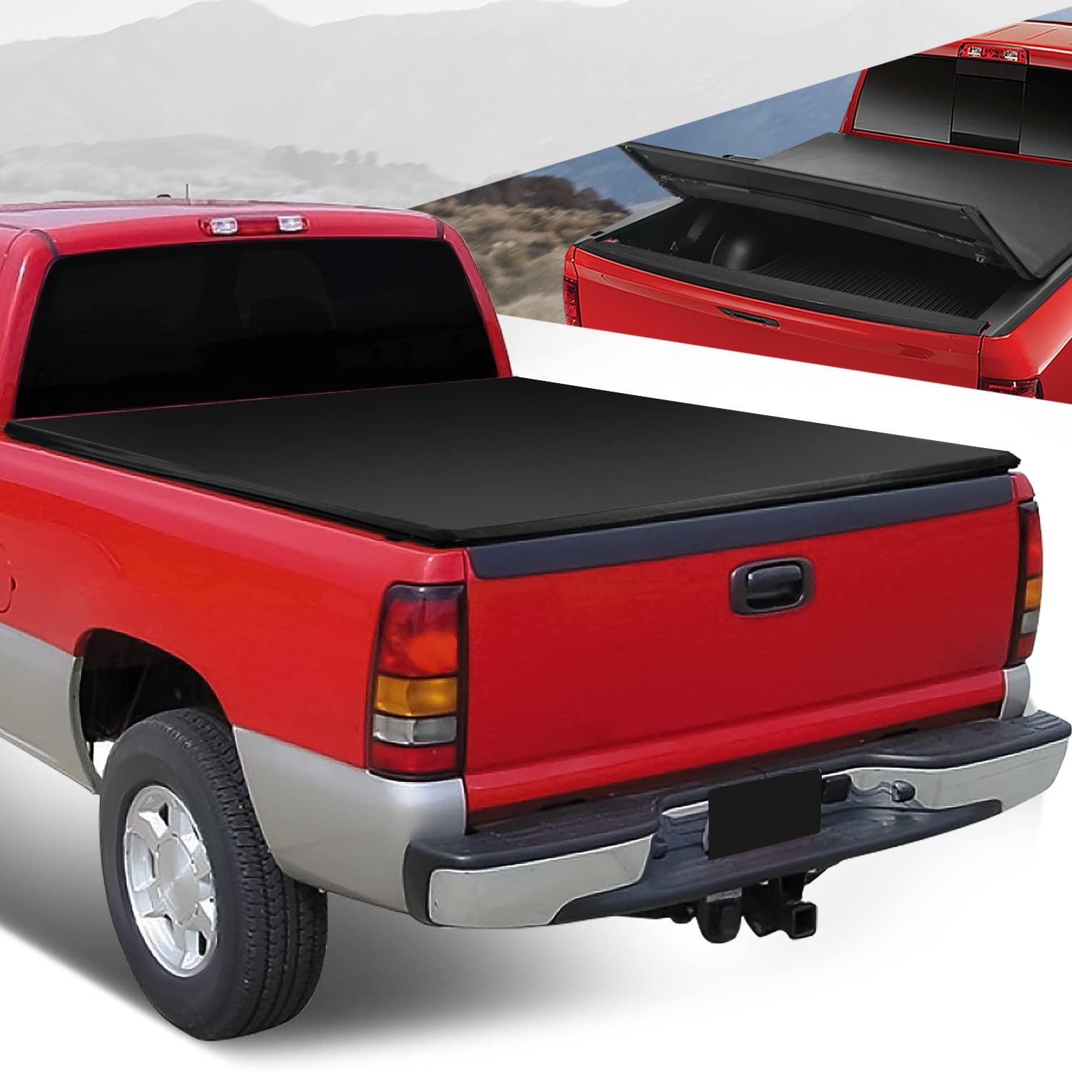 Auto Dynasty Soft Tri-Fold Truck Bed Tonneau Cover Compatible With 2007-2014 Chevy Silverado Gmc Sierra 1500 2500Hd 3500Hd 6.5Ft