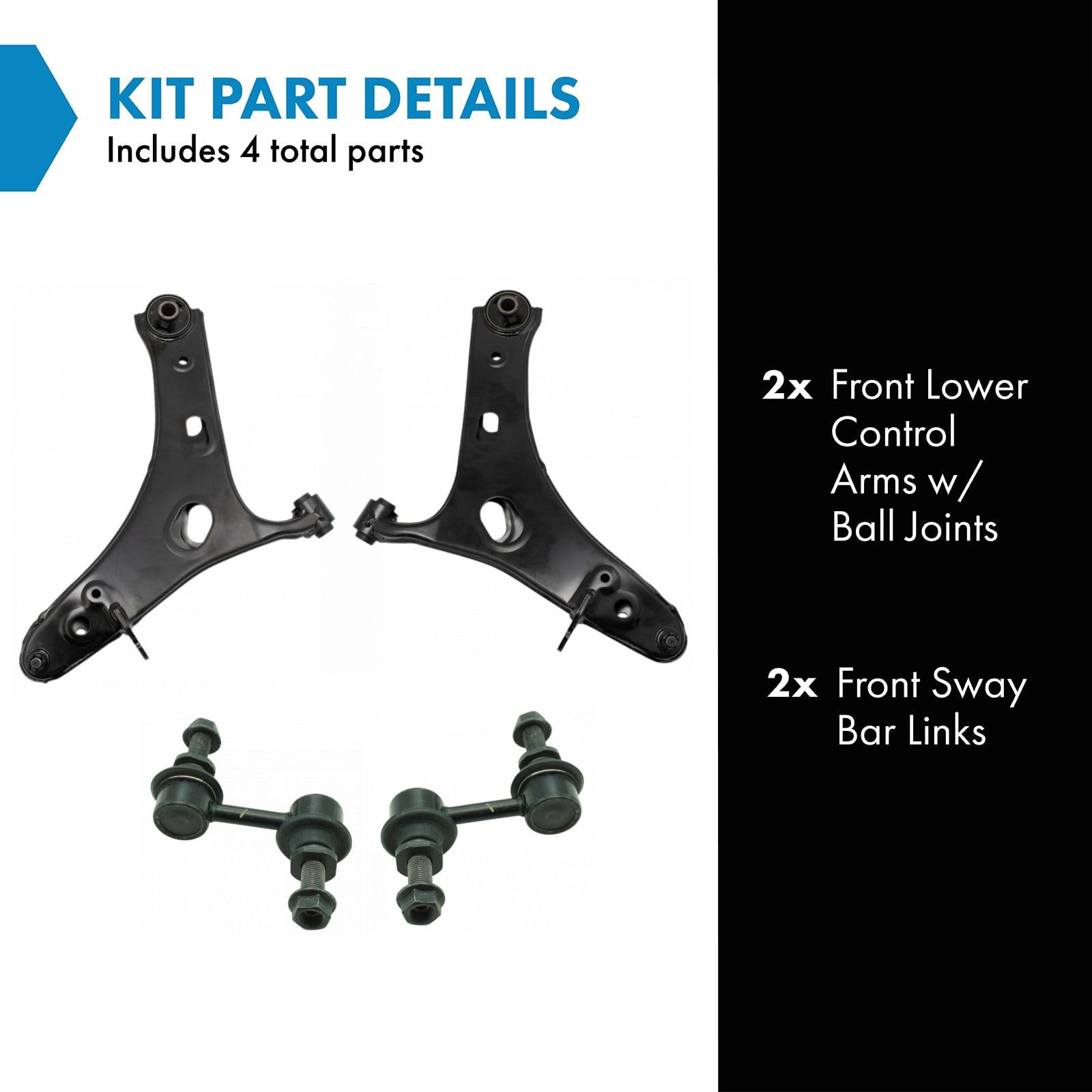 Trq Front Suspension Kit Control Arm With Ball Joint Sway Bar Stabilizer Link Compatible With 2014-2018 Subaru Forester