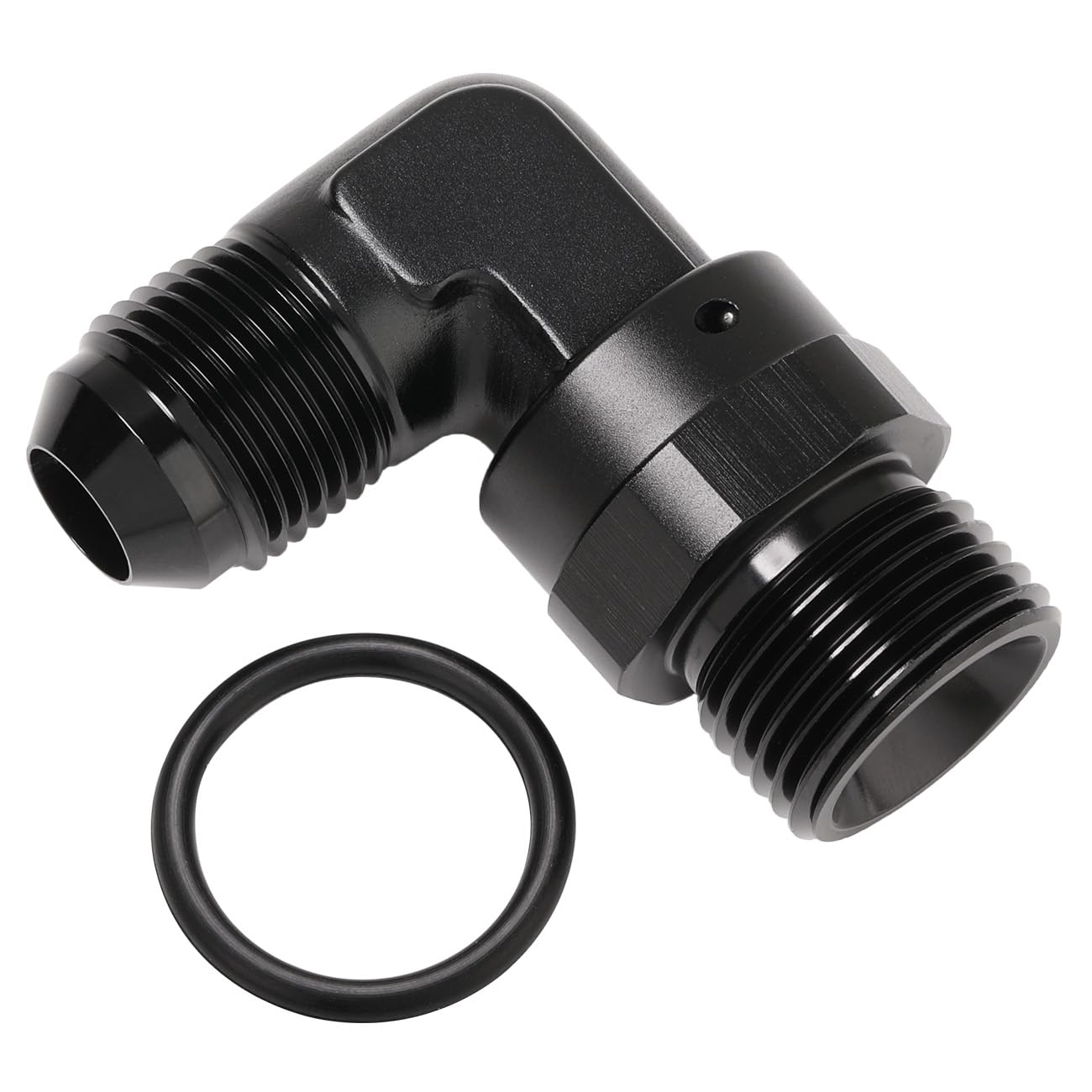 Podavelle 8An Male Flare To 10An -10 Orb O-Ring Boss 90 Degree Swivel Fitting Adapter Aluminum Black