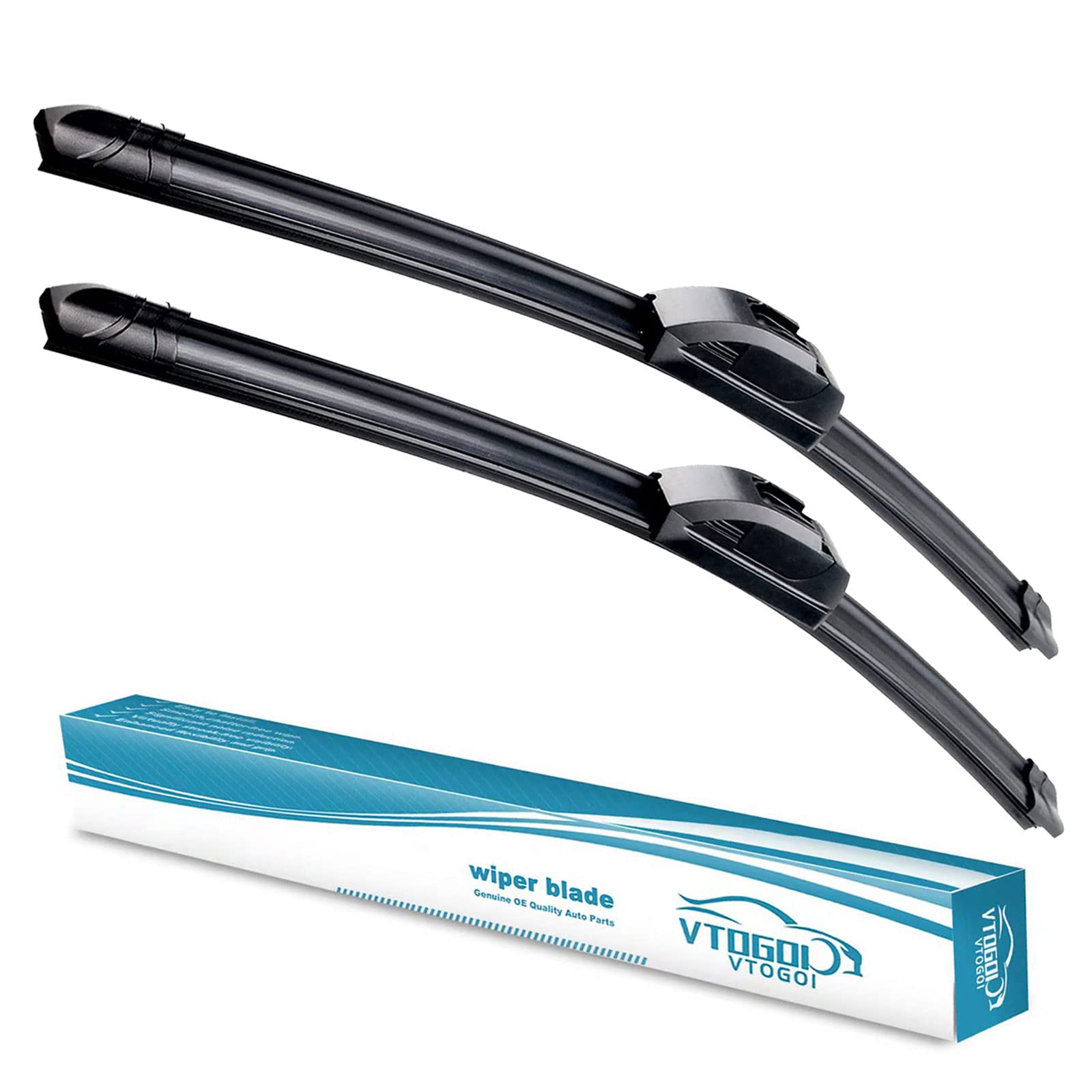 Vtogoi Oem Quality 26''+22'' Premium All-Season Auto Windshield Natural Rubber J-Hook Wiper Blades(Pack Of 2)