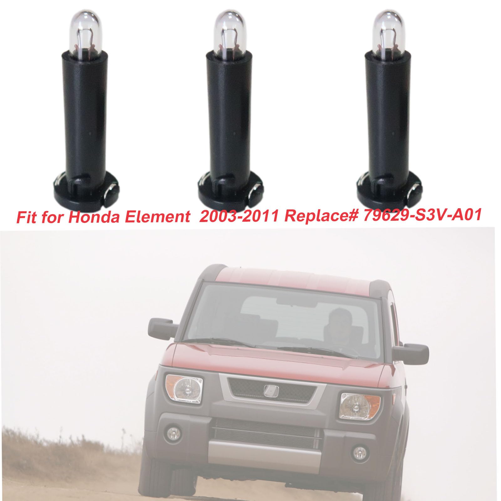 LXAUTOPCH HVAC Control Neo-Wedge Bulb with Black Socket for Honda Element 2003-2011, Model 79629-S3V-A01