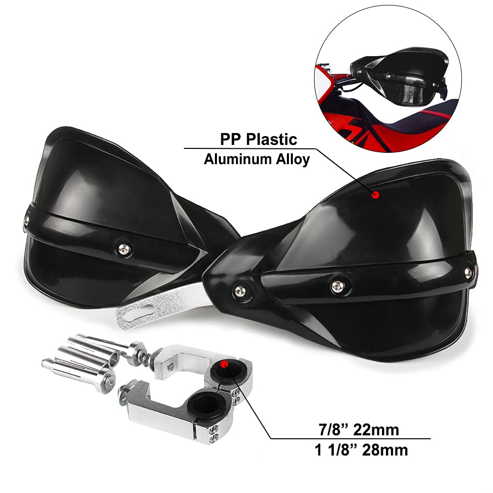 JFG RACING Black Handguards Hand Guards - Universal for 7/8'' and 1 1/8'' Brush Bar For off Road ATV For Motorcycle Pit Dirt Bik