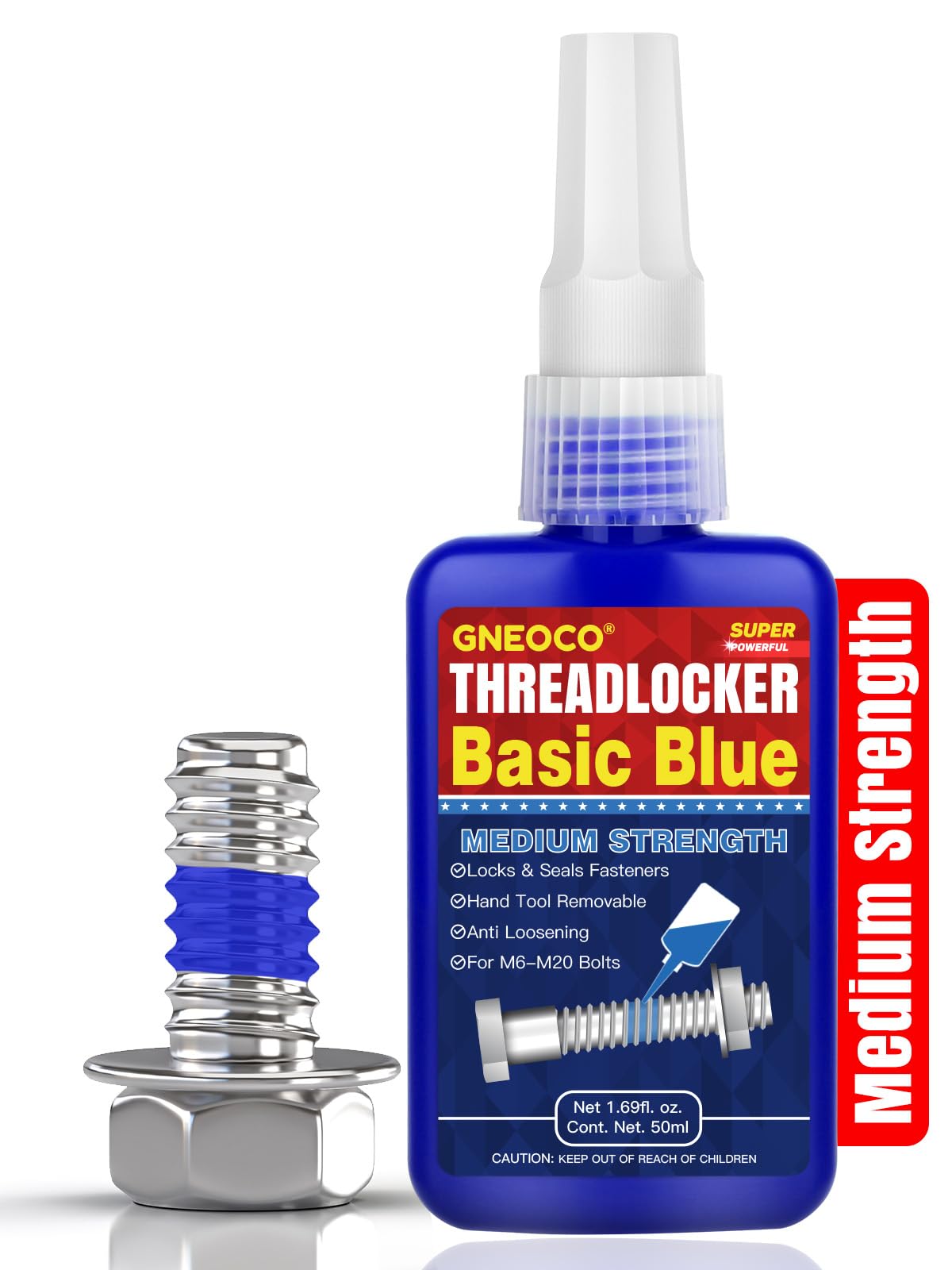 Threadlocker Blue 242 1.69 Fl Oz/50 Ml, Thread Lock Medium Strength Lock Tight For Nuts, Bolts, Fasteners And Metals, Anaerobic