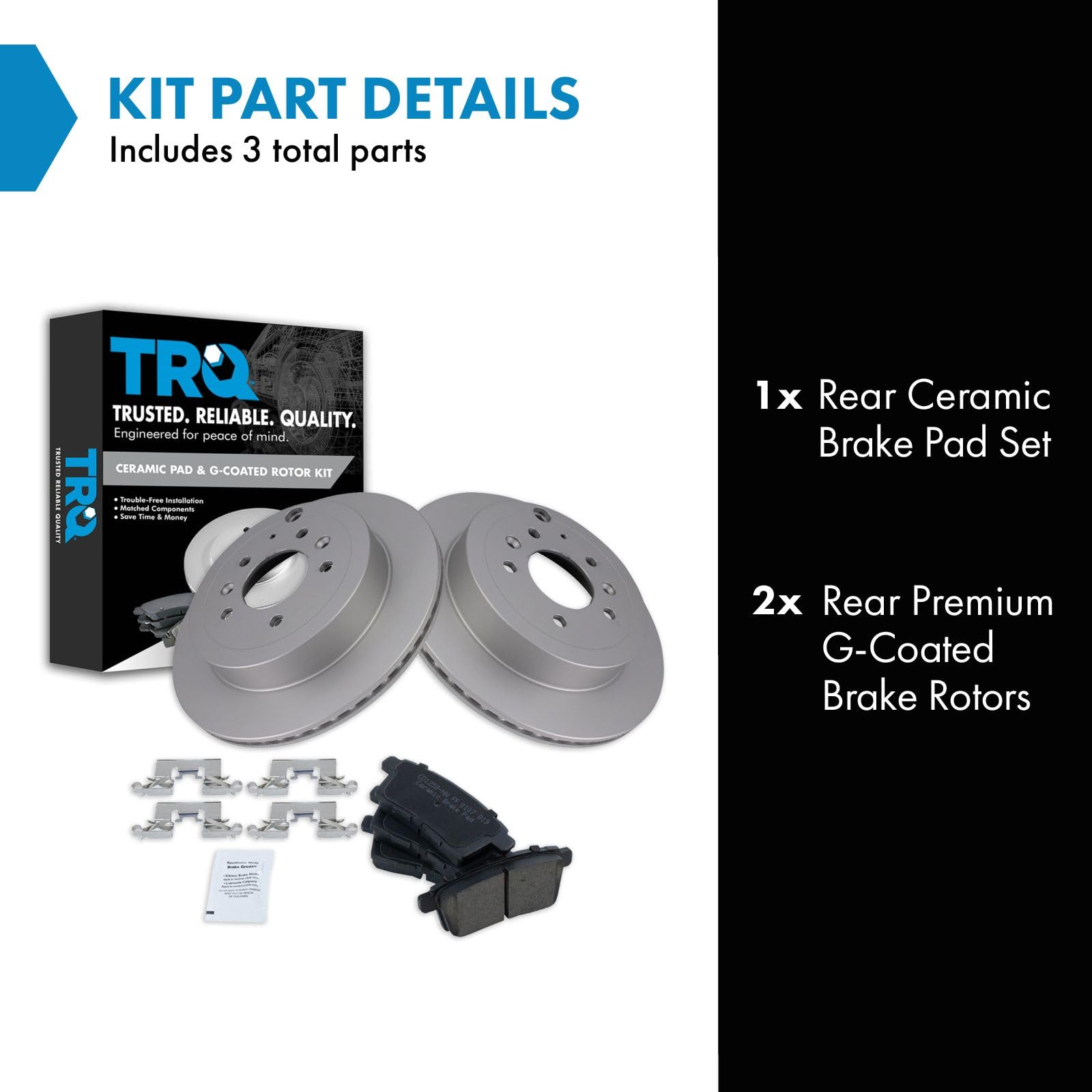 Trq Rear Brake Pad & Rotor Kit Brake Pads Brake Rotor Ceramic Premium G-Coated Compatible With 2007-2012 Mazda Cx-7