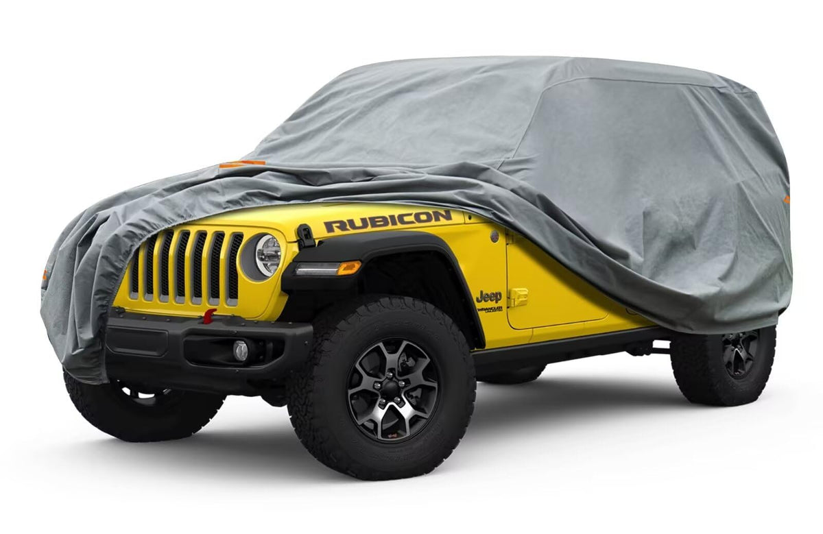 Kayme Heavy Duty Jeep 4Dr Car Cover, Custom Fit Jeep Wrangler Unlimited 4 Door Jk Jl Rubicon/Sahara,Etc Waterproof All Weather F