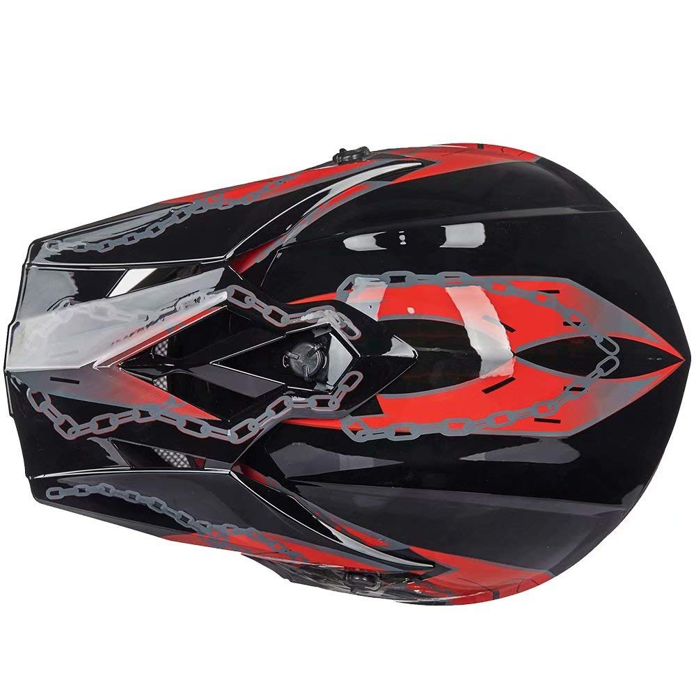 ILM Adult Dirt Bike Helmets Motocross ATV Dirtbike BMX MX Offroad Full Face Motorcycle Helmet, DOT Approved Model 128S (Red Blac