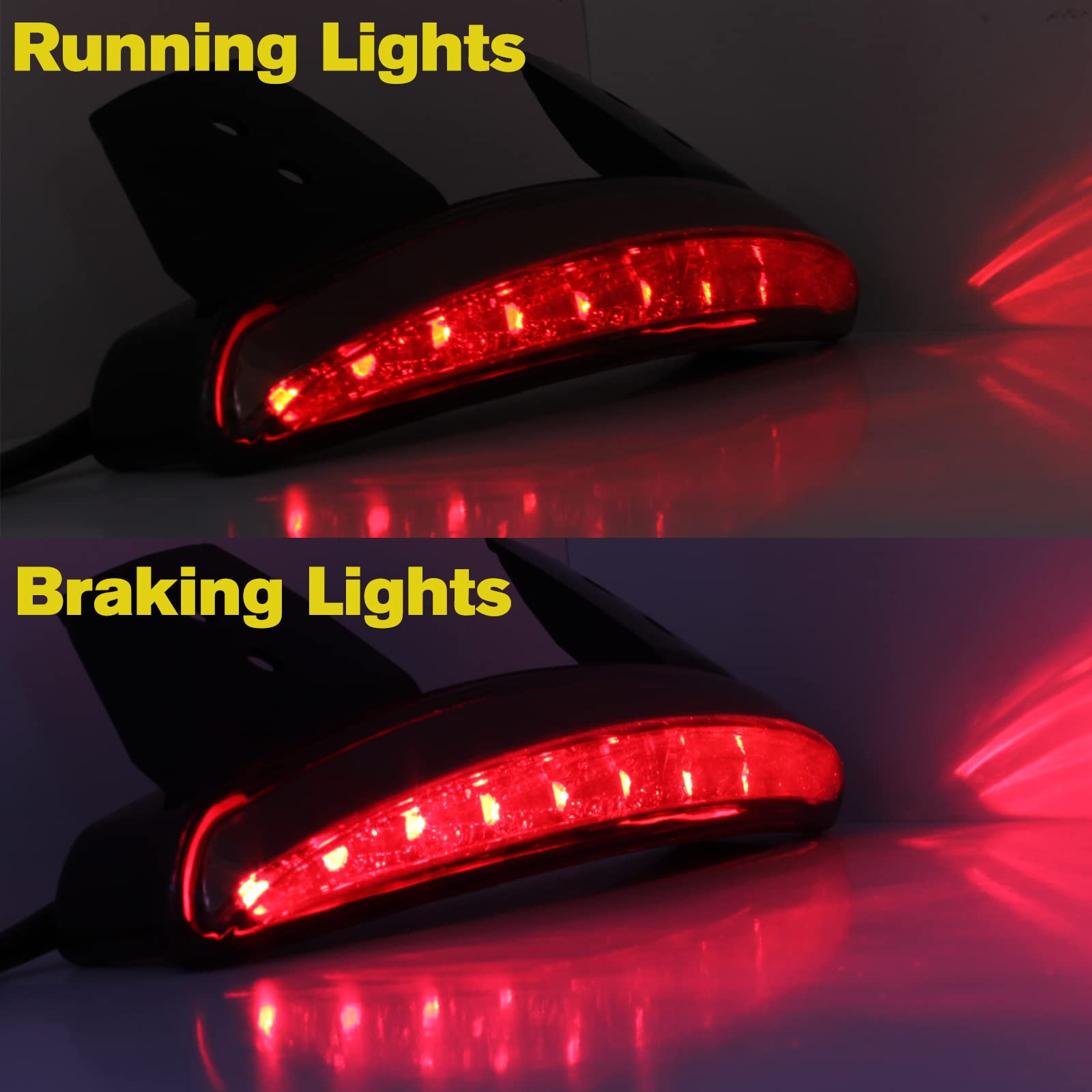 MISS MOLY Red Led Motorcycle Turn Signals Tail Light Cafe Racer Rear Fender Edge Brake