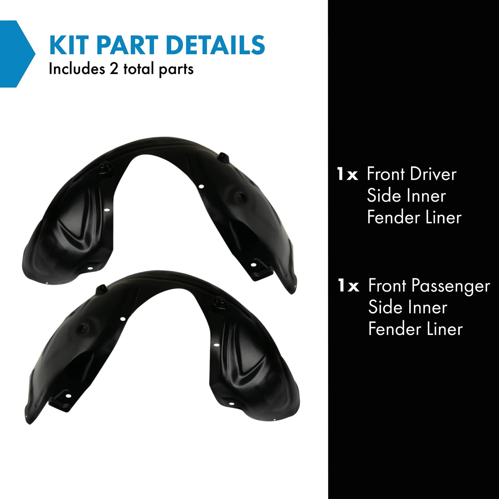 Trq Front Inner Fender Liner Set Compatible With 2011-2014 Chrysler 300 Ch1248155 Ch1249155