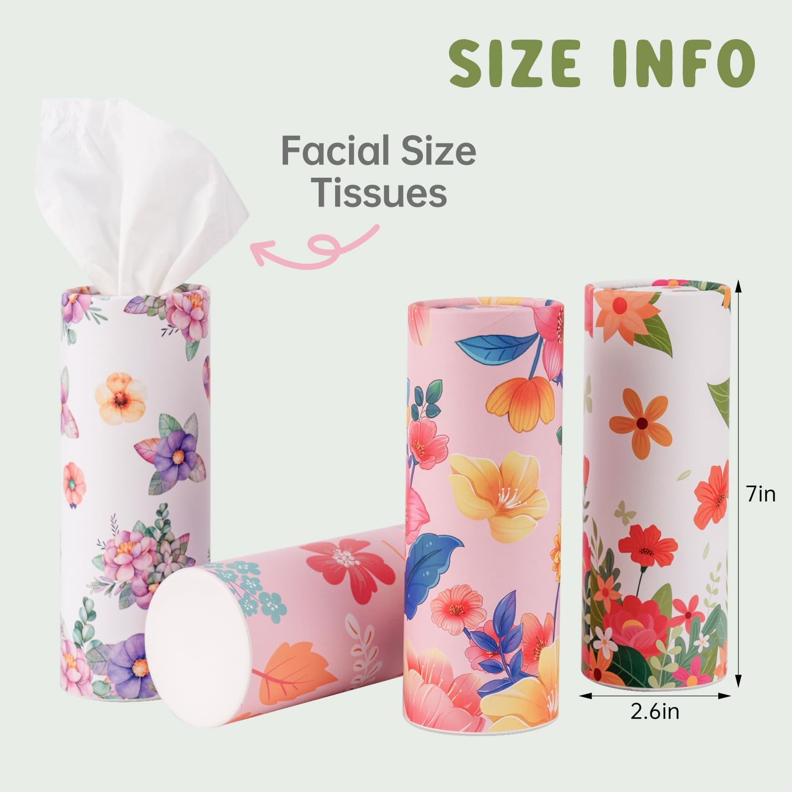 Car Tissues Canned Tissue Cylinder Tissue Boxes Perfect For Car Cup Holder Car Tissue Holder (4 Canisters/220 Tissues/3-Ply)