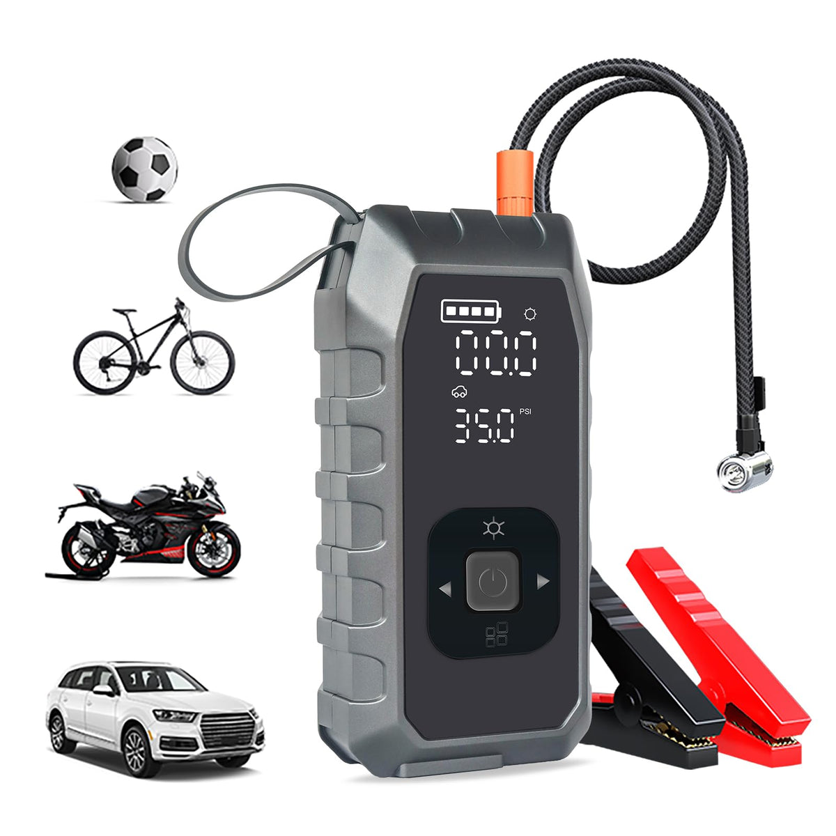 A Aokly Jump Starter With Tire Inflator, Portable Air CompressorCar Air Pump, 15 WBCARB0DCP47MY9