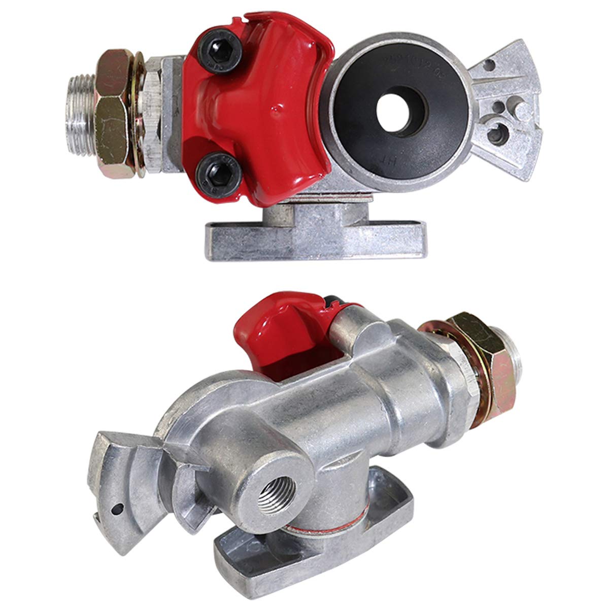 Kootans 1 Pair Service Emergency Gladhands With Valve Switch Die Cast Aluminum Valve Glad Hands Universal Air Hose Brake Couplin