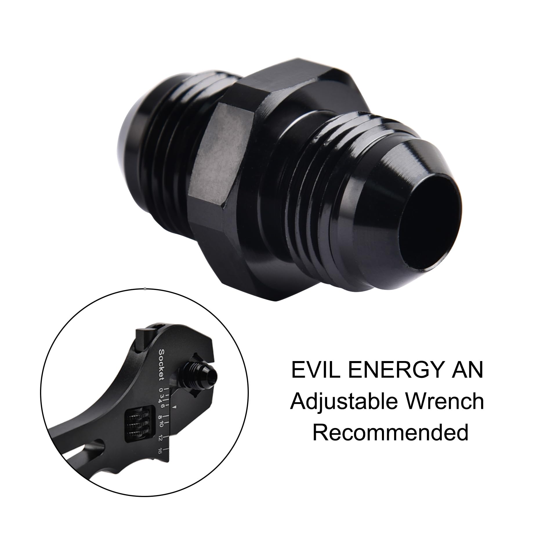 EVIL ENERGY 8AN Male to Male Flare Coupler Union Straight Fuel Hose Adapter Fitting Black