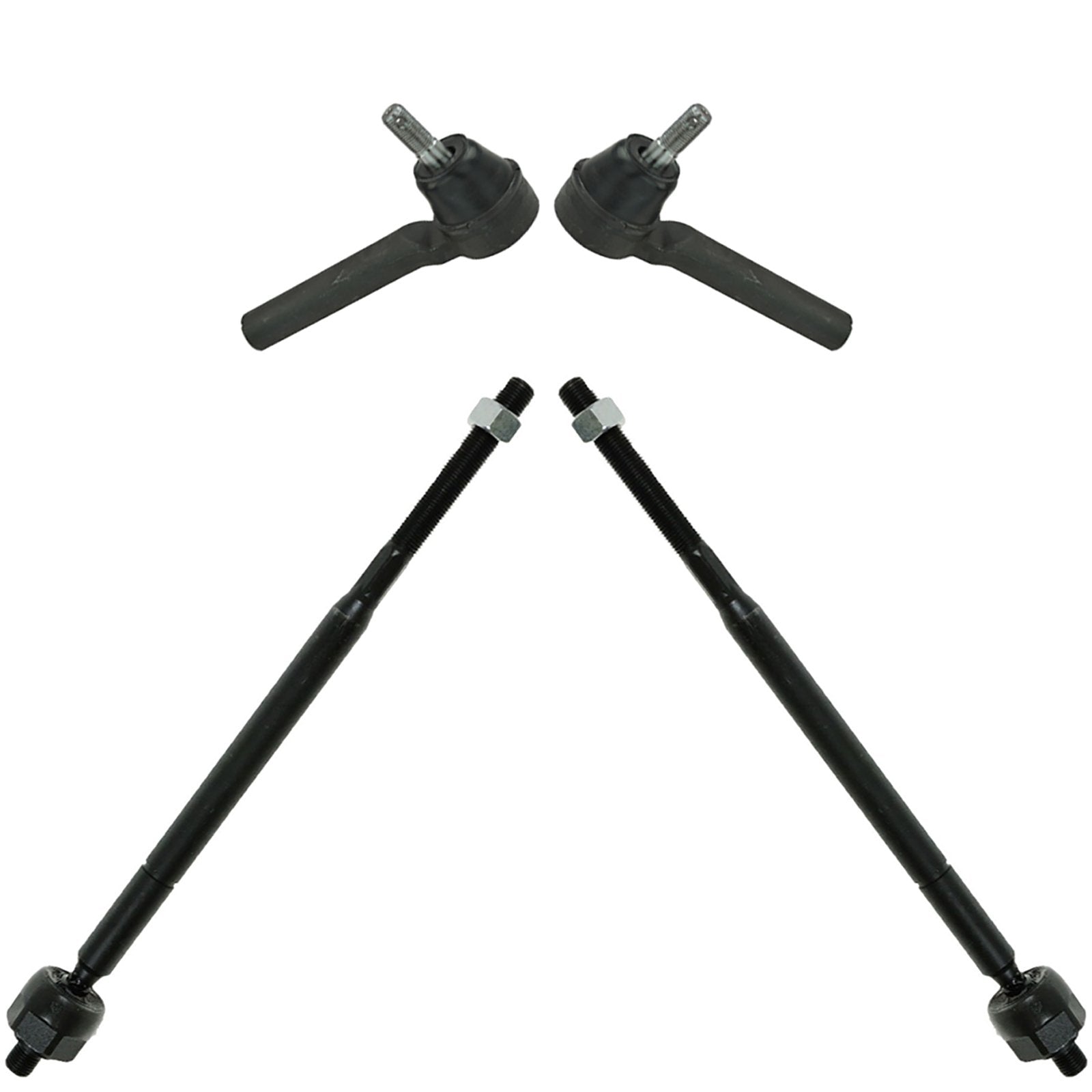 Trq Front Inner & Outer Tie Rod Set Driver & Passenger Side Inner & Outer Compatible With 2008-2010 Chrysler Town & Country Dodg