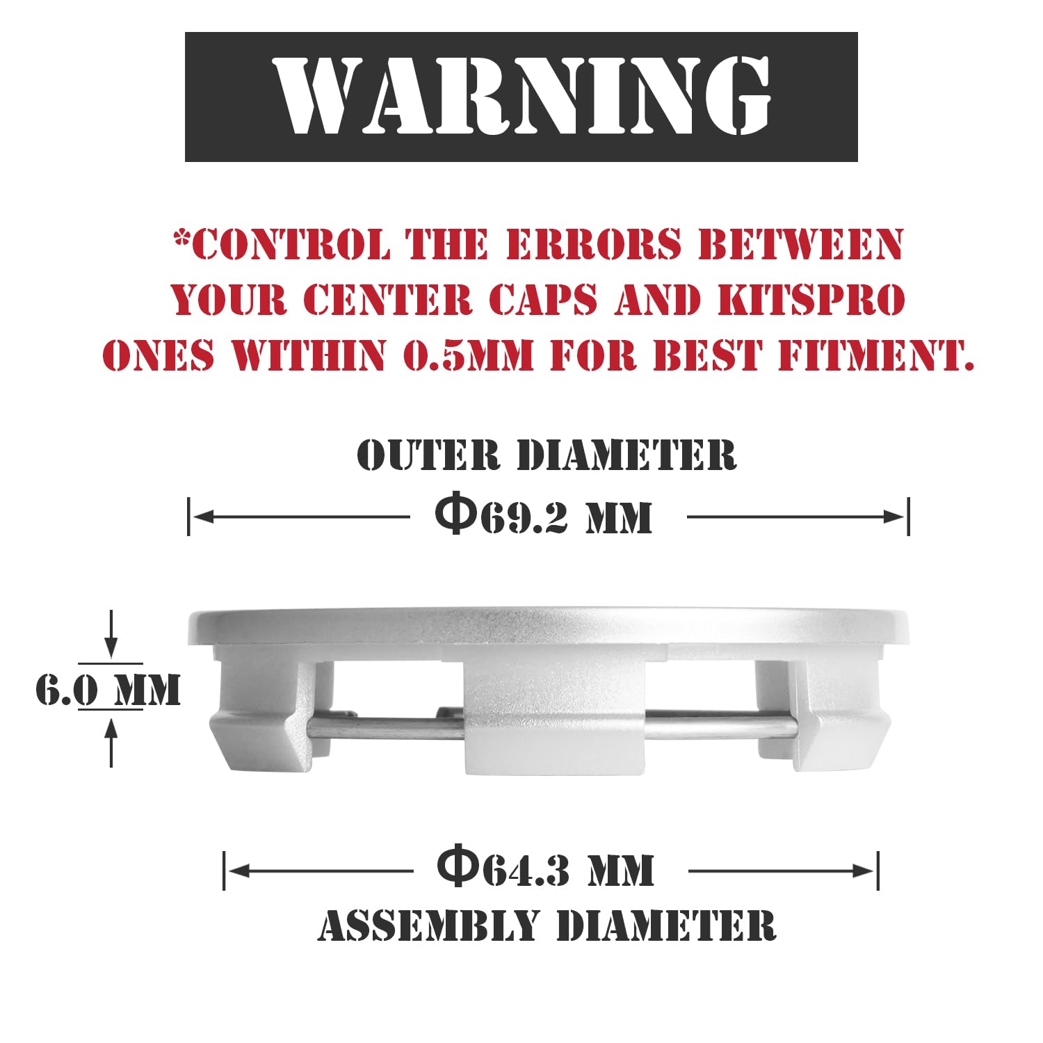 Kitspro 2.7Inch 69Mm Wheel Center Caps For Honda Accord Civic Crv Pilot Rim Hub Caps 44732 S9A A00, Pack Of 4 (Silver, Outer 69M