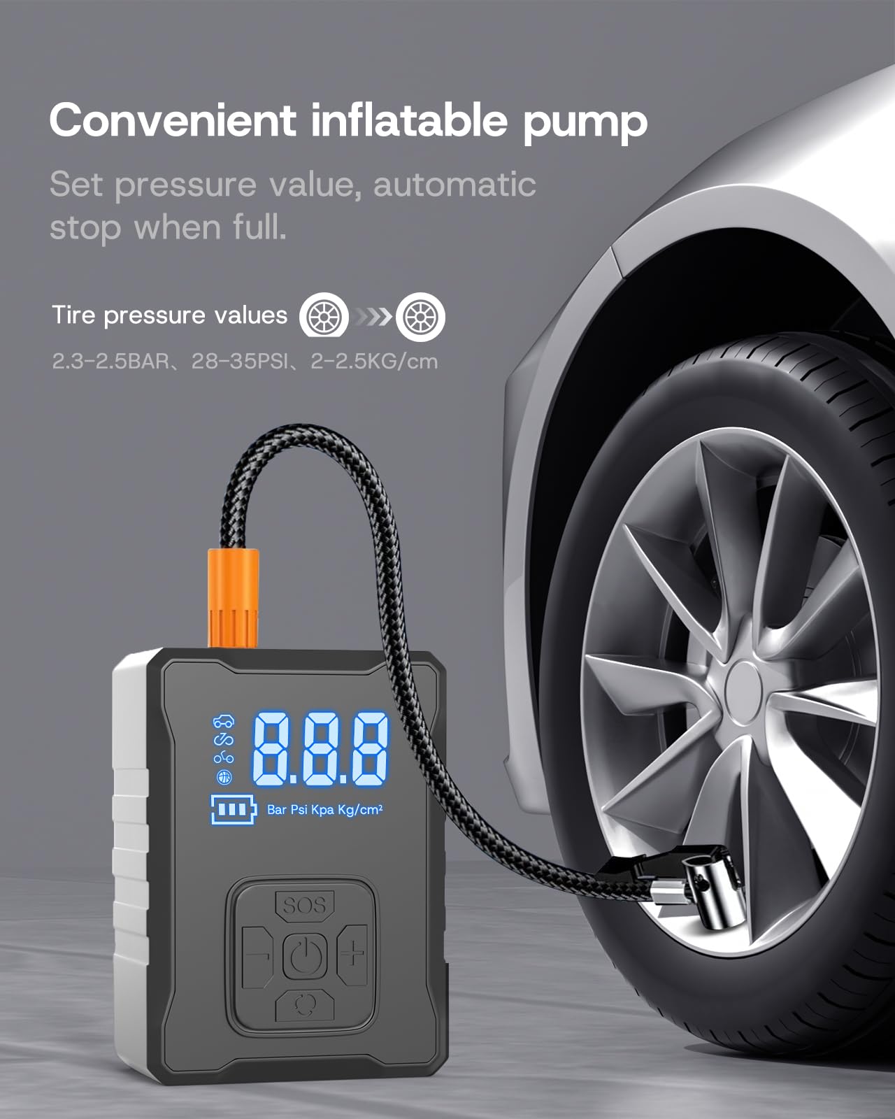 Sumk 2025 Upgrade Jack Pads For Tesla Model 3/Y Accessories 2025, Wireless Universal Tire Inflator Pump Set With Built-In Tire R