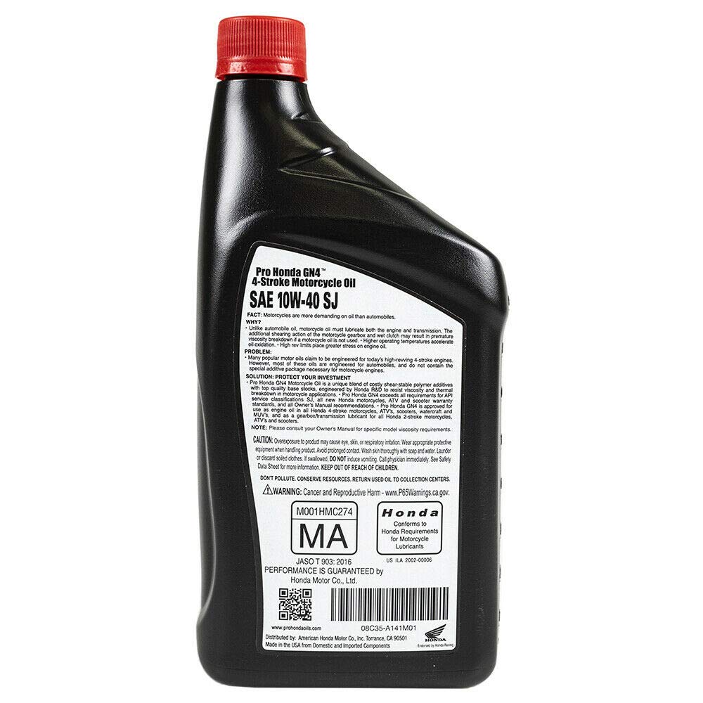 Honda GN4 10w40 ATV / UTV / Motorcycle 4-Stroke Engine Oil - 1 Case (12 Quarts)