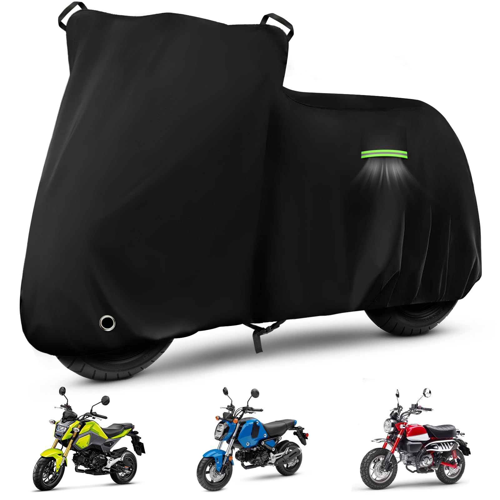Motorcycle Cover Waterproof for Honda Grom MSX125/Navi/Monkey/2022 Benelli 135/2023 Grom, Heavy Duty Outdoor Sun UV Rain Dust Al