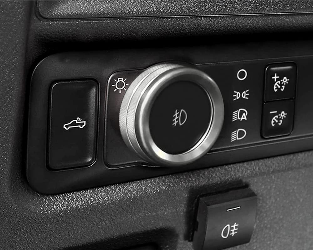 Keptrim for Ford F150 2021 2022 2023 2024 2025 Knob Air Conditioner Switch & Trailer & 4WD & VOL & Headlight Button Ring Trim, S