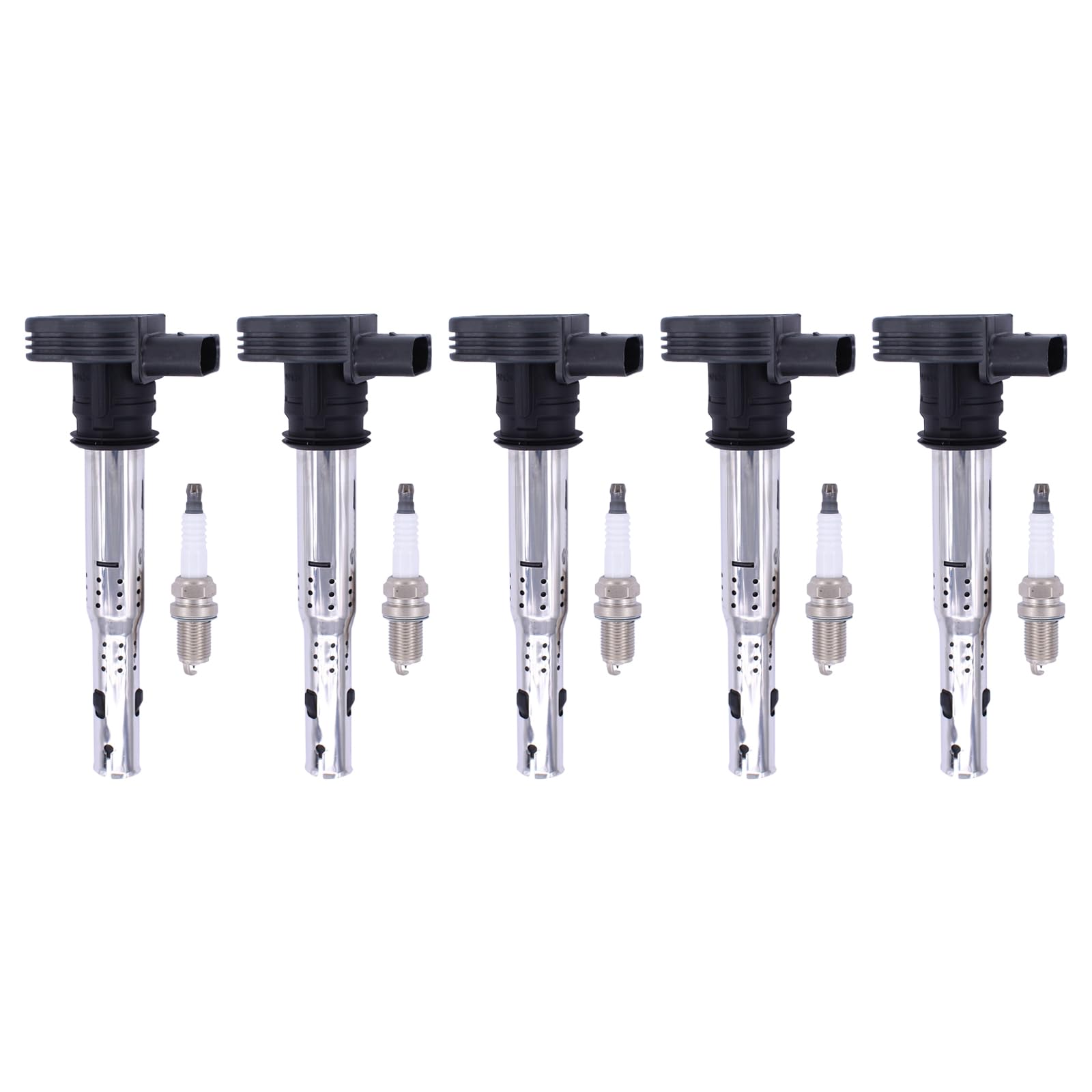 ApplianPar Ignition Coil and Spark Plug for VW Beetle for Tiguan Jetta Golf Eos Passat for Audi A3 A4 A5 A6 Q5 TT 2.5 2.0