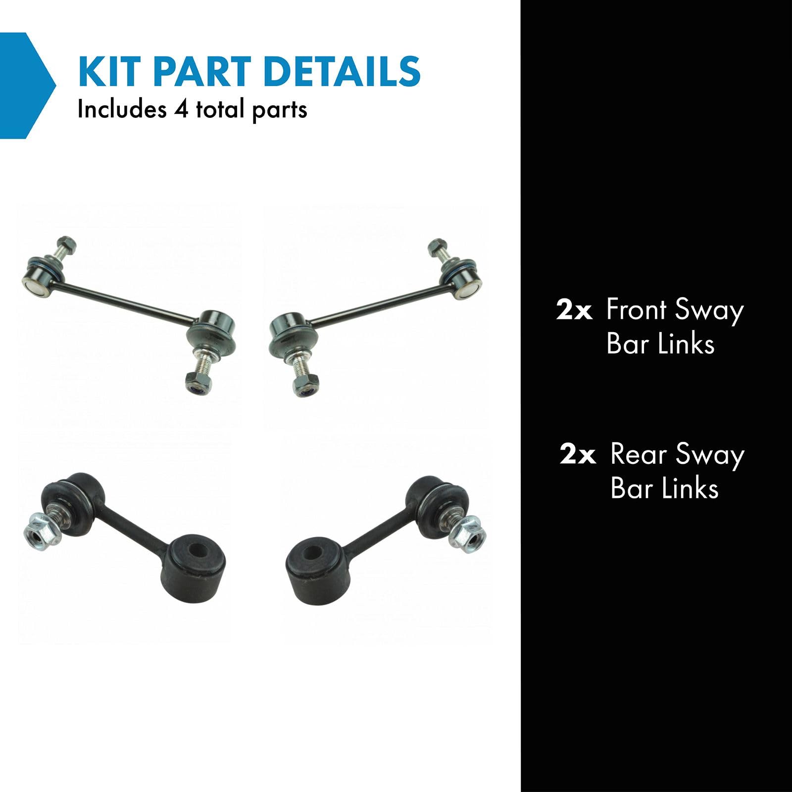 Trq Front & Rear Sway Bar Stabilizer Link Set Compatible With 2010-2012 Ford Fusion 2009-2012 Lincoln Mkz 2010-2011 Mercury Mila
