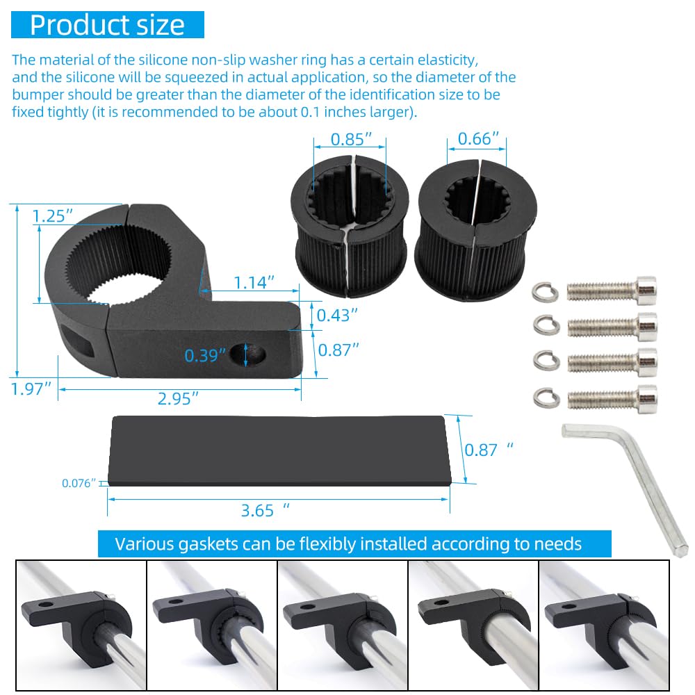 Motorcycle Aluminum Mounting Bracket Kit Tube Clamp 2Pcs 0.75'' 1'' 1.25'' Bullbar Roof Rack Roll Cage Horizontal Bar Clamp Moun