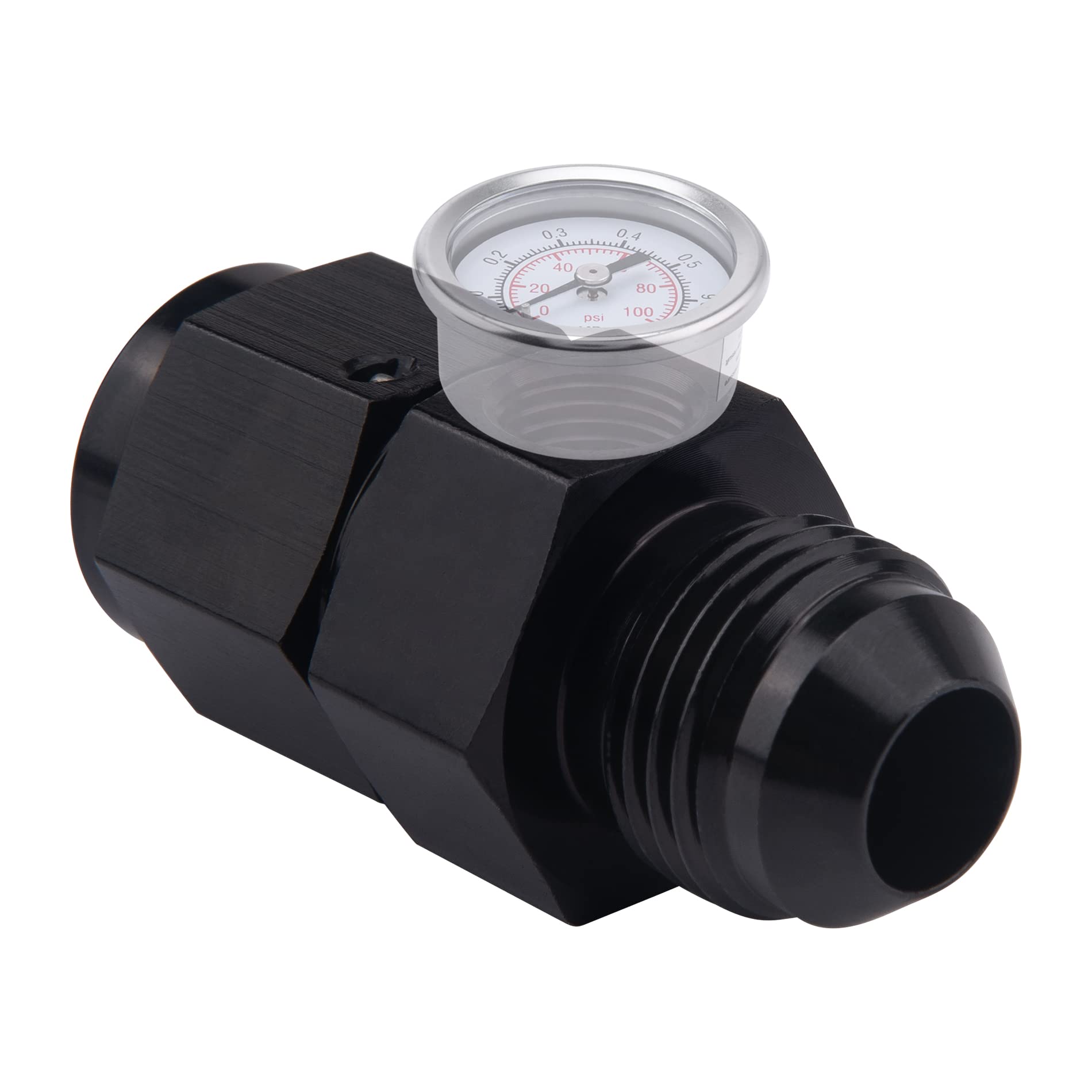 Evil Energy 8An Male Flare To -8 Female Swivel With 1/8 Npt Gauge Port Fuel Pressure Take Off Fitting Adapter Aluminum