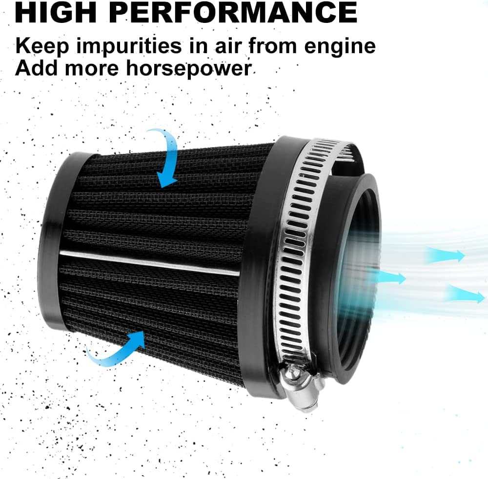 Mtsooning Motorcycle Air Filter Pod, 39Mm Washable Universal Clamp-On Breathers, Cone Intake Filter Replacement For Atv Dirt Pit