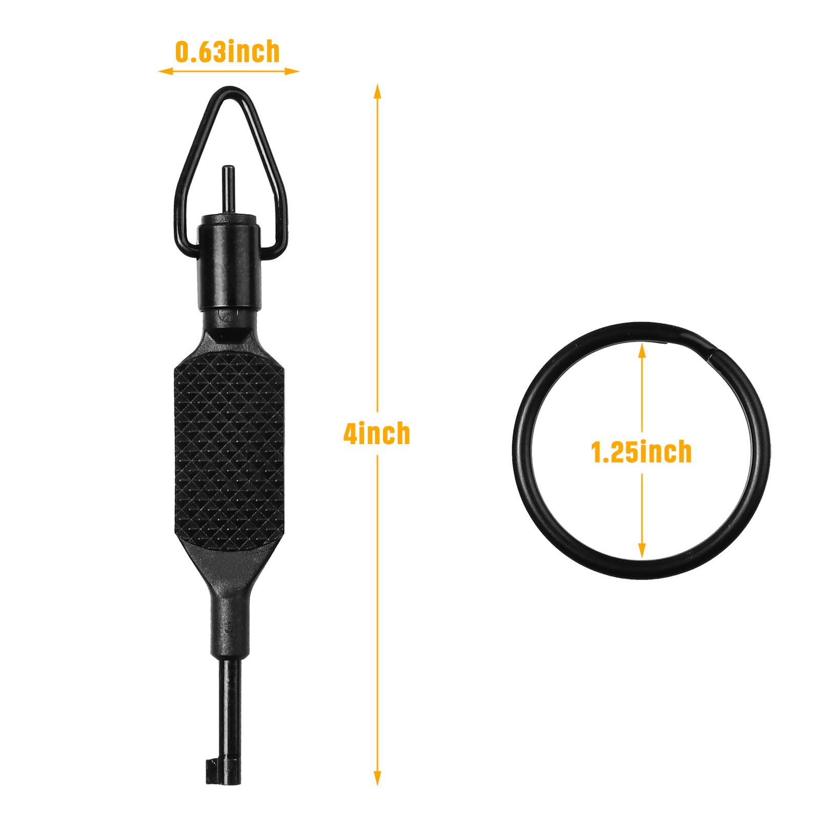 Jotovo Flat Knurled Swivel Key, Universal Standard Handcuff Key 4 Long With Detachable Keyring, Black