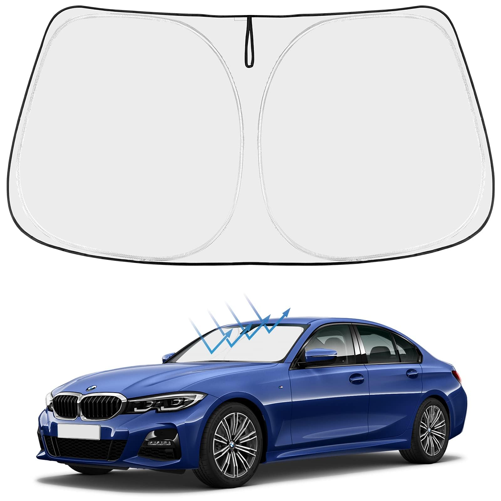 Proadsy Front Windshield Sun Shade Foldable Sunshade Protector Custom Fit 2019-2024 2025 Bmw 3-Series 3 Series Accessories 2025 Upgrade