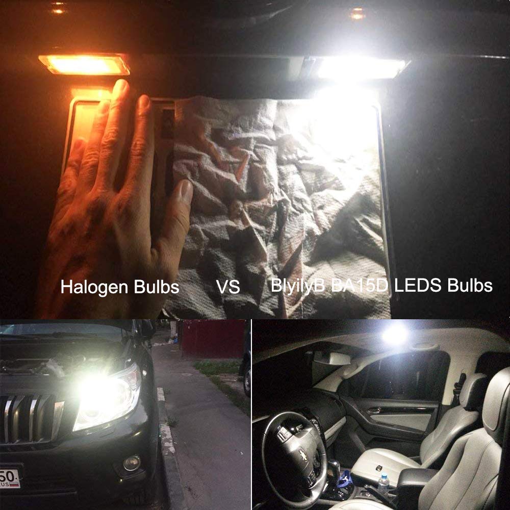 BlyilyB BA15D Bright White LED Bulbs for Car, Trailer, RV, Boat - 6 Pack Interior Tail Light Bulbs