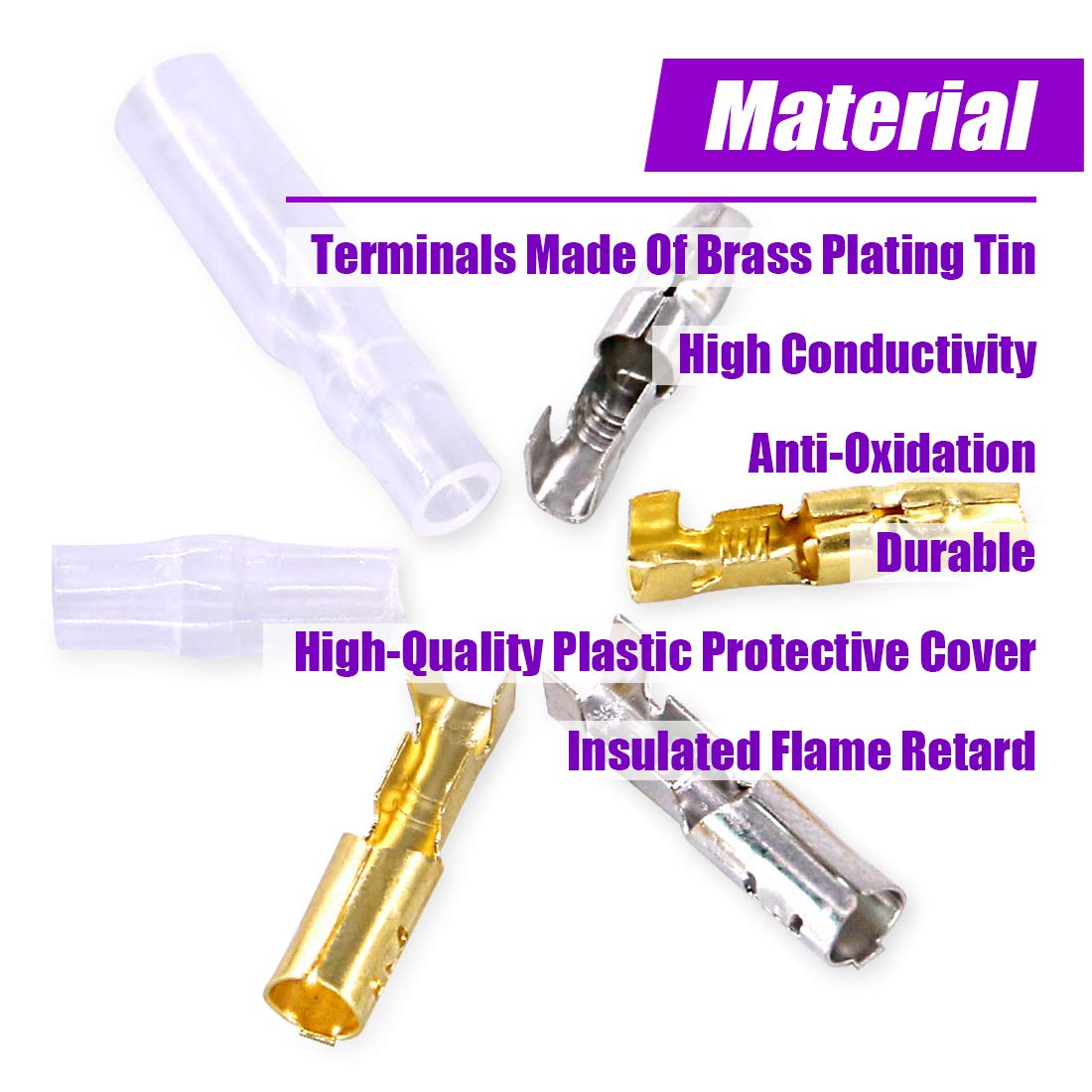 Swpeet 240Pcs Bullet Connectors Kit, 3.9mm Brass Bullet Male & Female Wire Terminals Connector with Insulation Cover for Motorcy