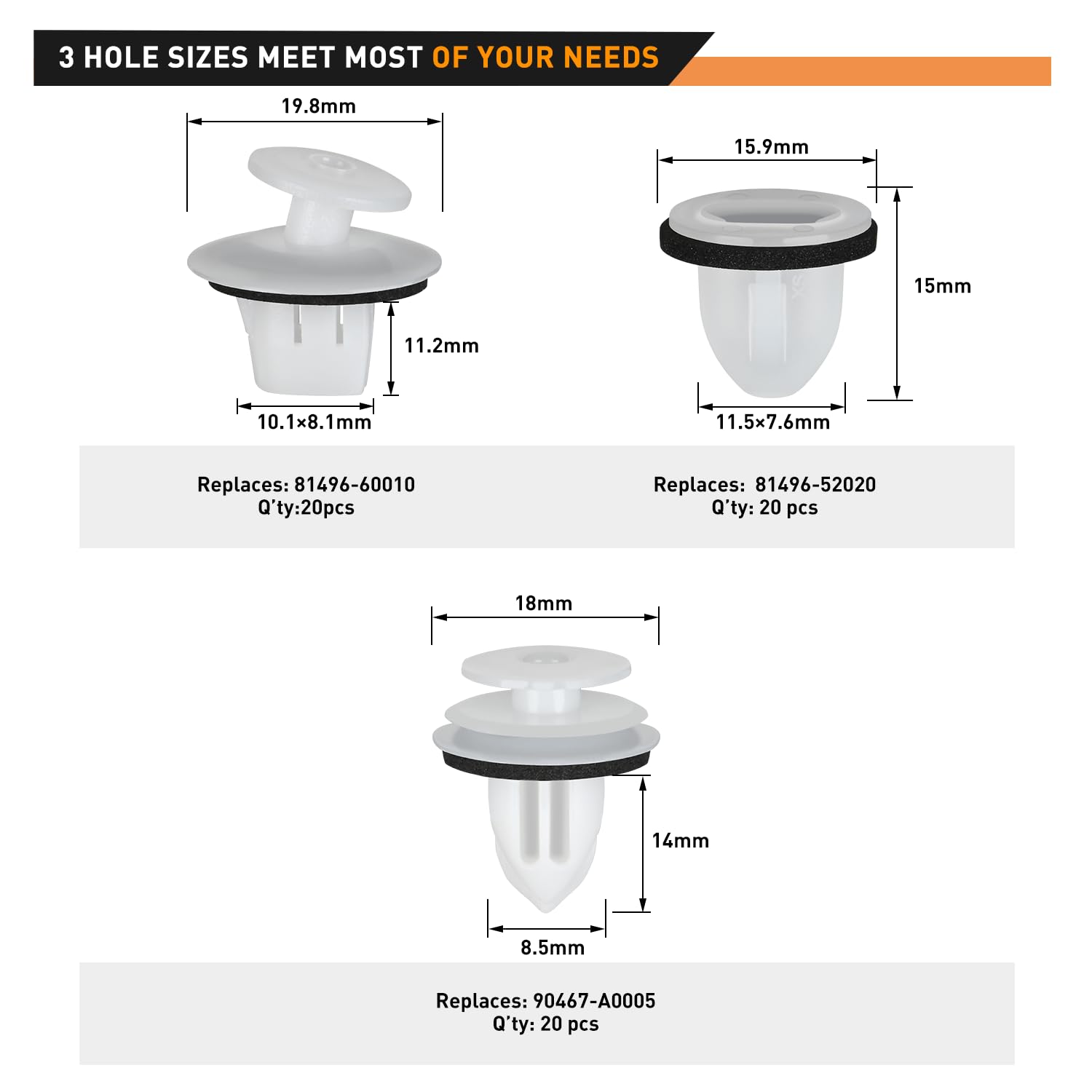 Gooacc 60Pcs Rear Combination Taillight Assembly Guide Clips Compatible For Toyota Lexus Scion 81496-60010 81496-52020 90467-A00