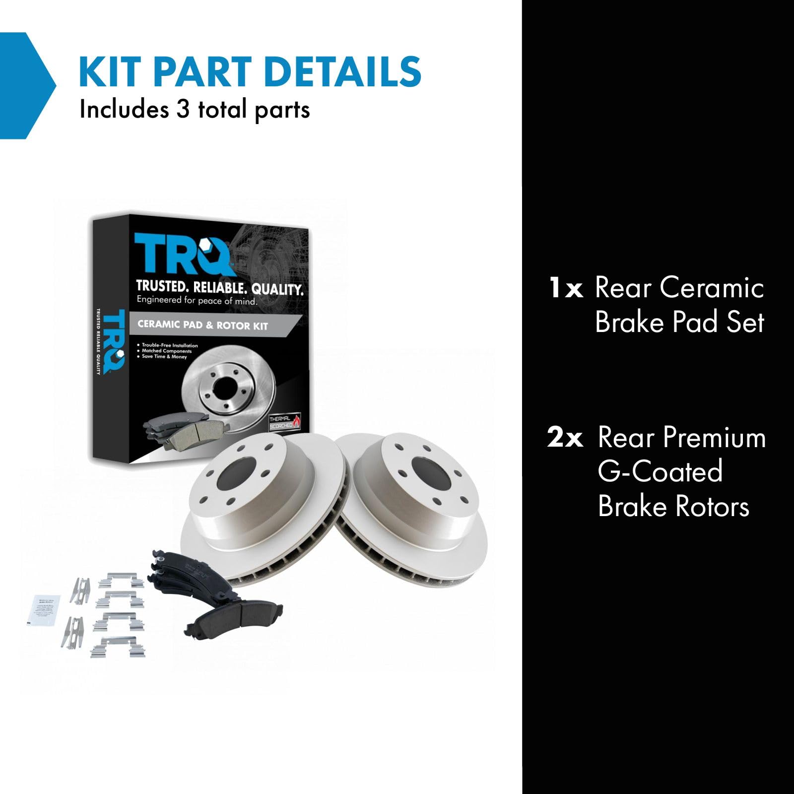 Trq Rear Ceramic Brake Pads & G-Coated Rotor Kit For Gm Pickup Truck Suv New