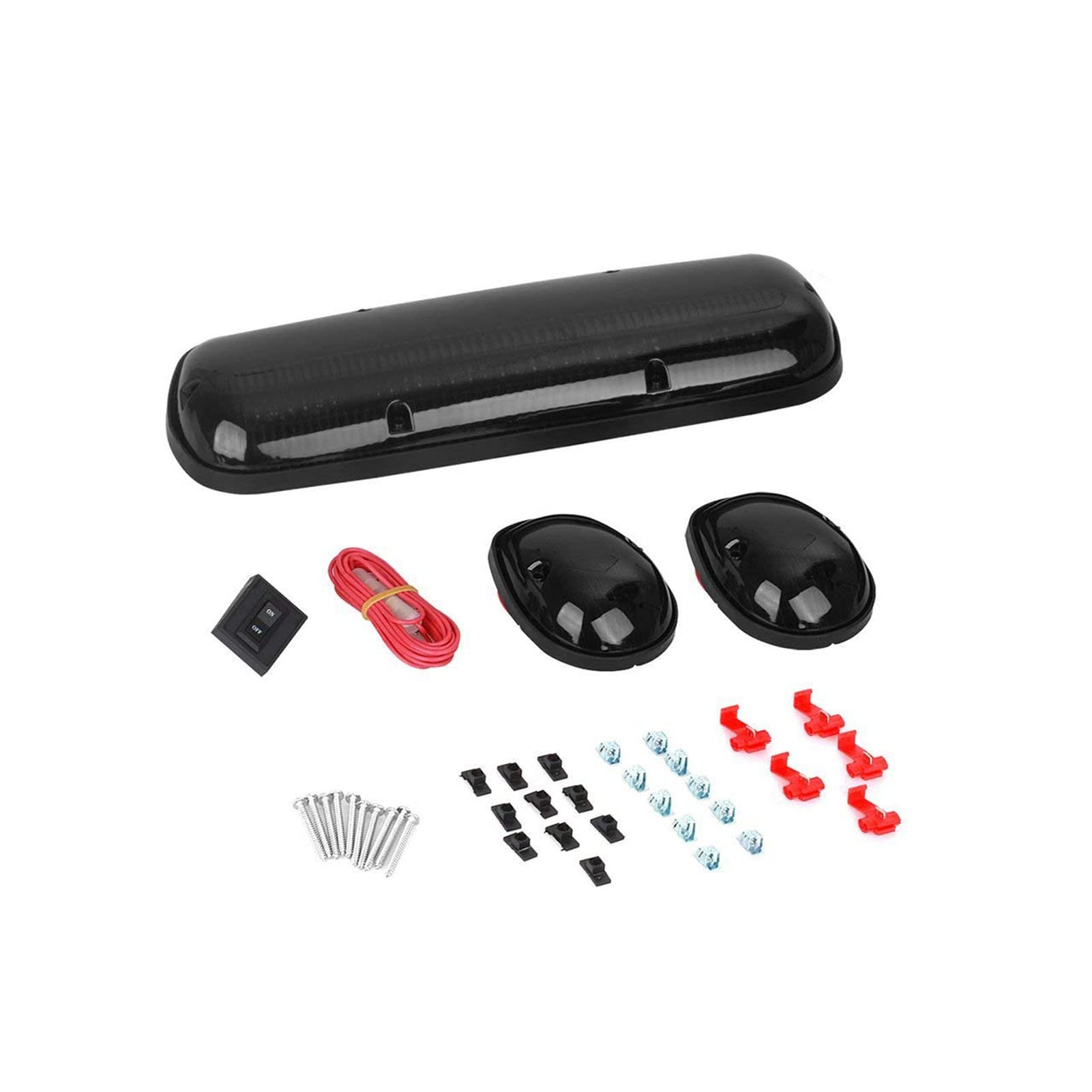 Npauto 3Pcs Smoked Cab Marker Lights Amber 30 Led Roof Top Running Lights W/Wiring Pack Replacement For 2002-2007 Chevy Silverad